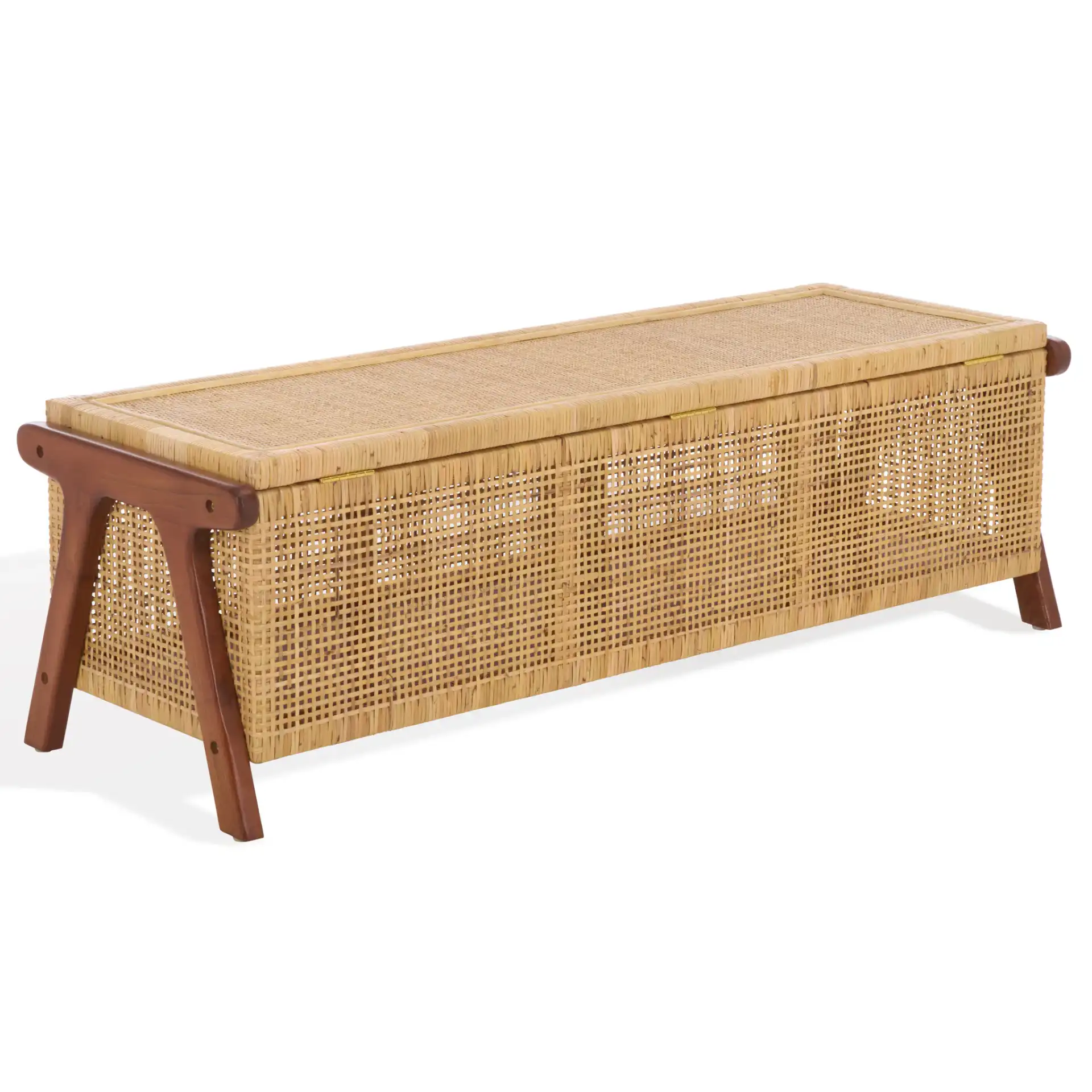 Irena Storage Trunk in Natural / Walnut, detail view