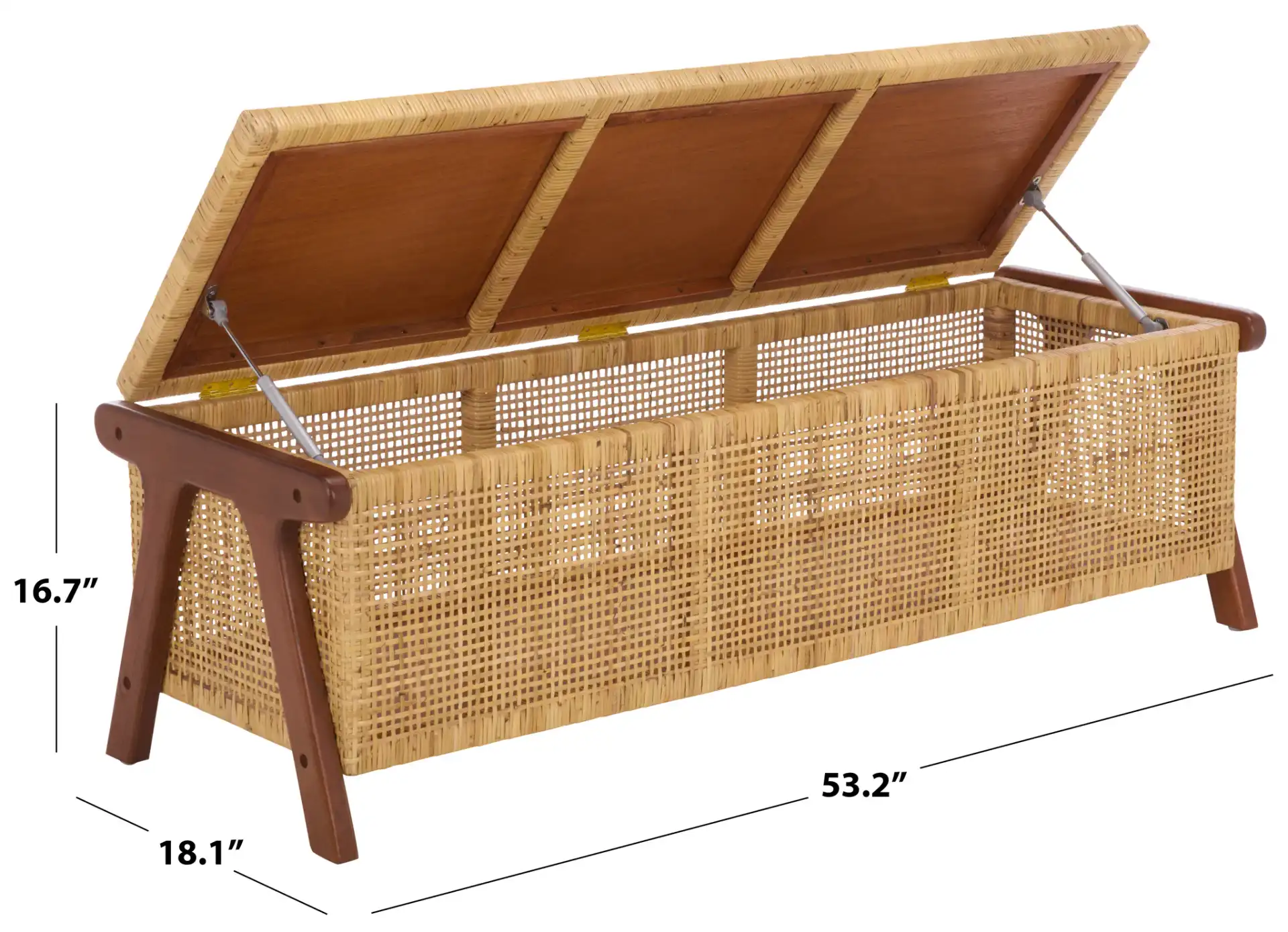 Irena Storage Trunk in Natural / Walnut, detail view