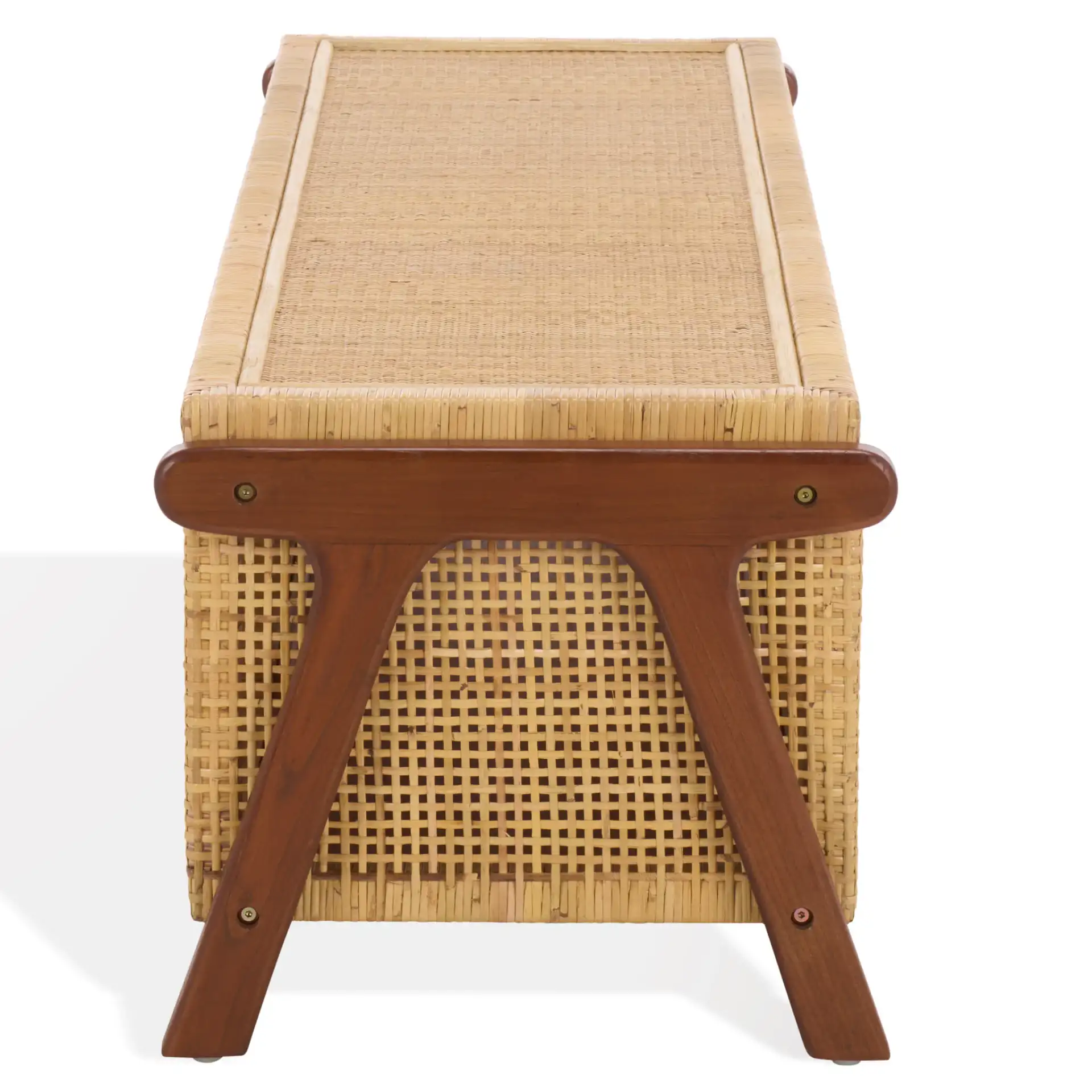 Irena Storage Trunk in Natural / Walnut, detail view