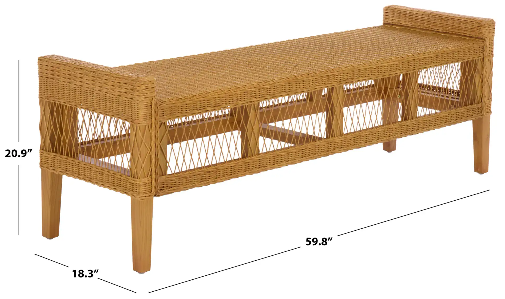 Jimmy Rattan Bench in Natural, detail view