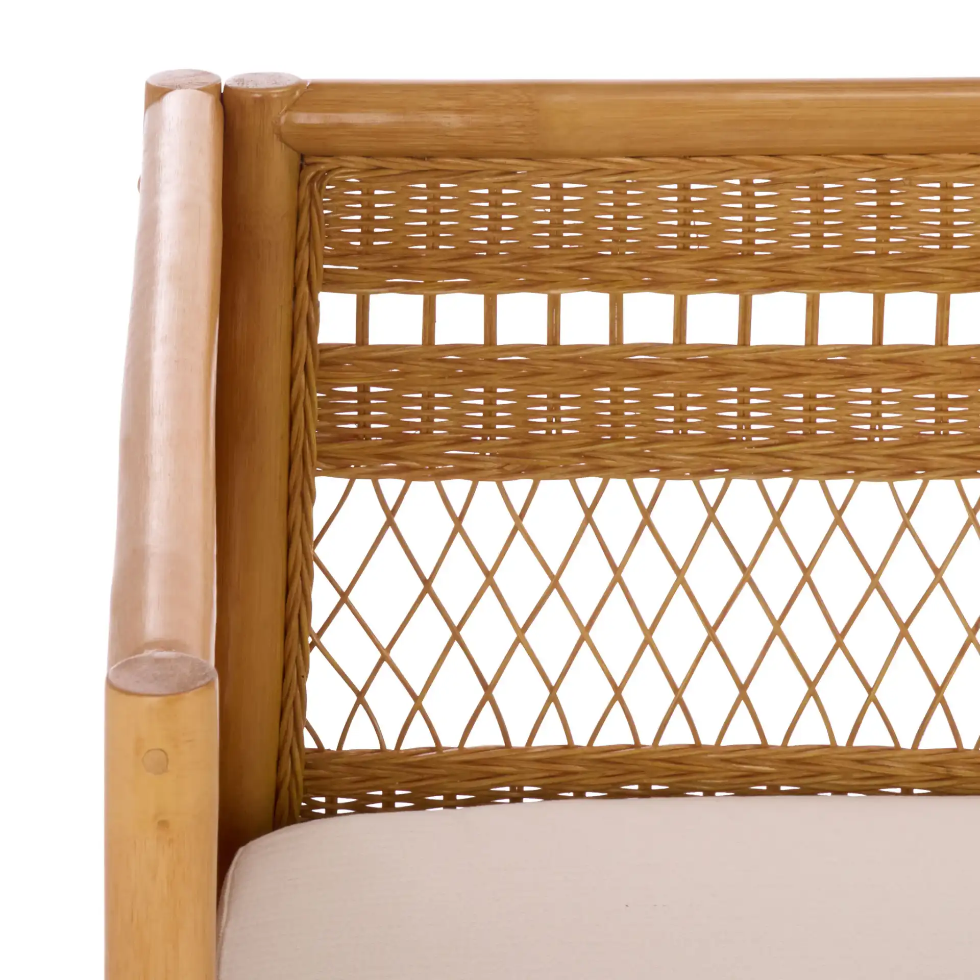 Shawnee Rattan Loveseat in Natural in a styled room