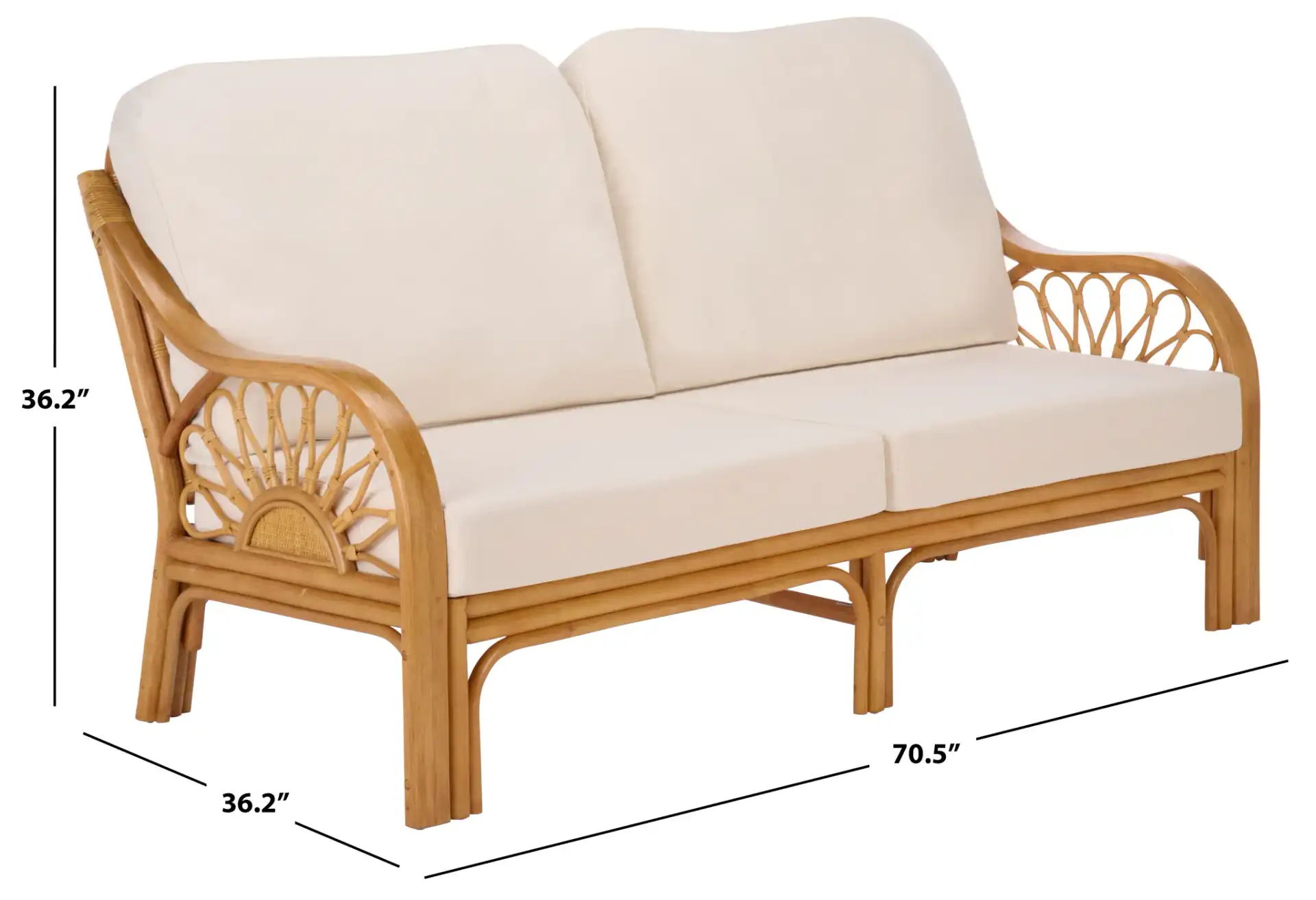 Isaias Rattan Loveseat in Natural, detail view