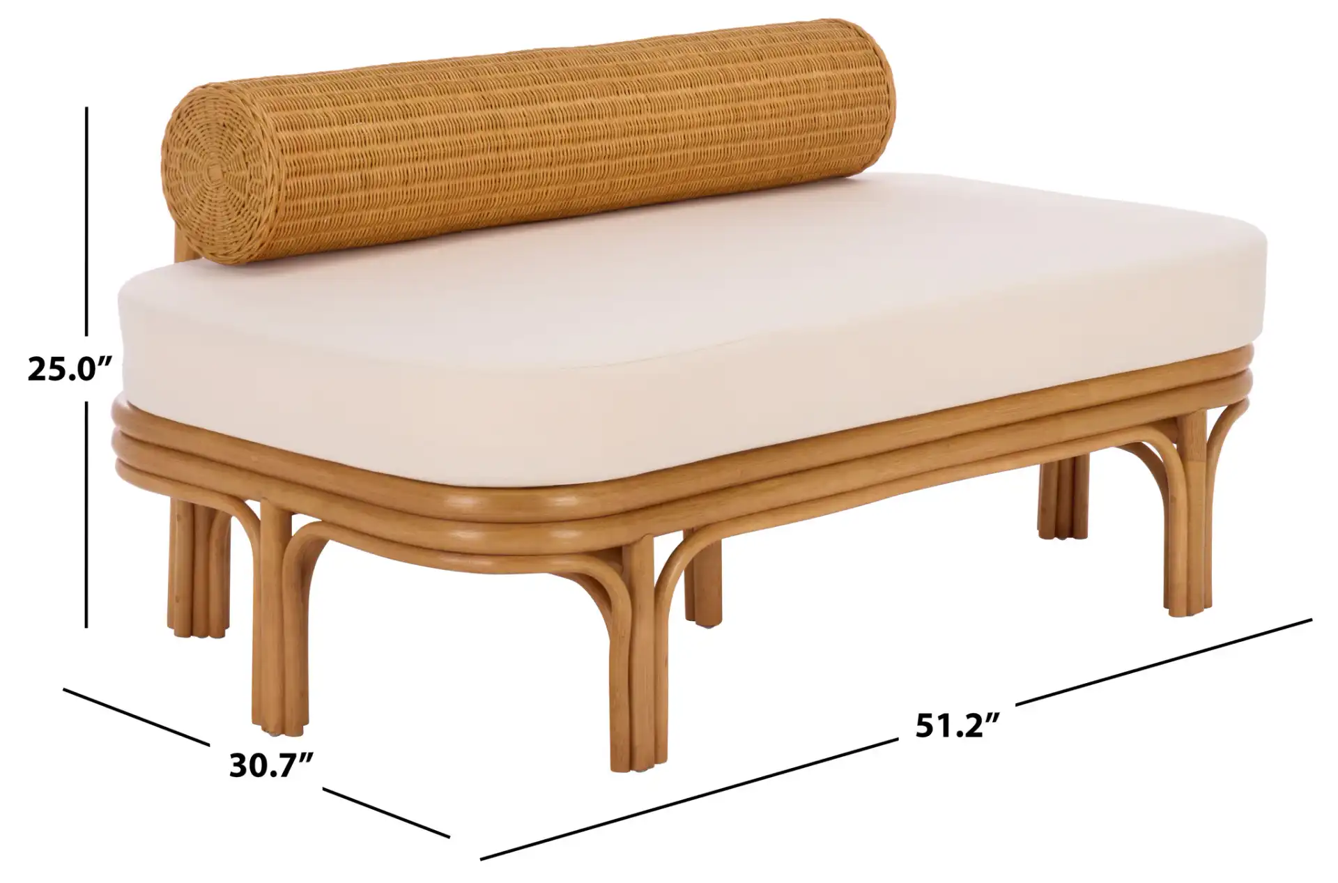 Fowley Rattan Bench in Natural, detail view