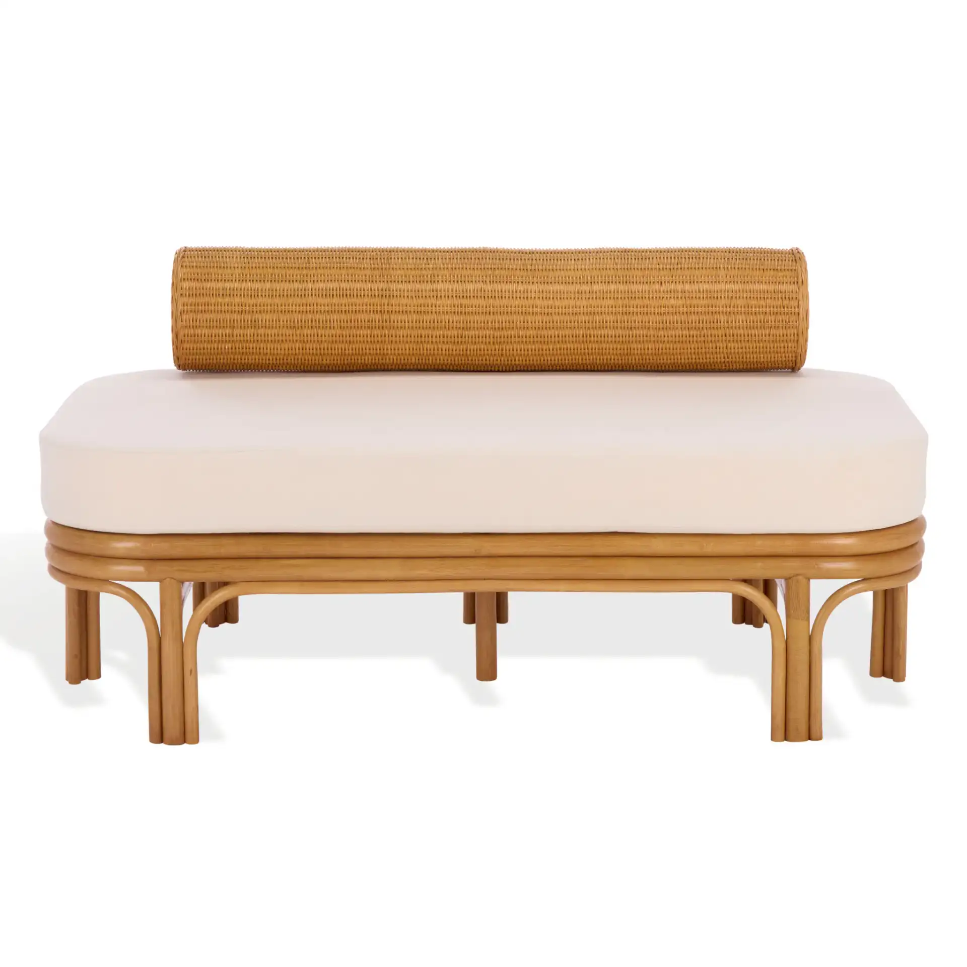 Fowley Rattan Bench in Natural, detail view