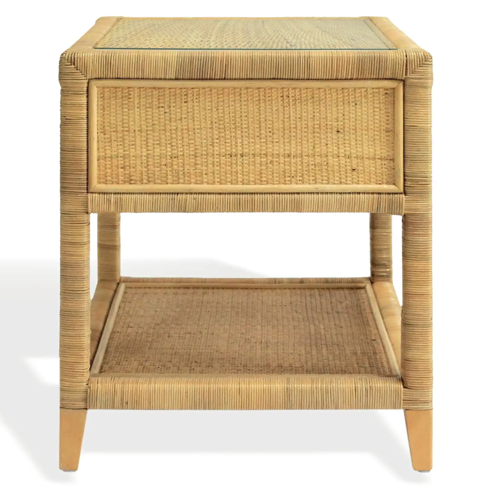 Lambert Rattan Nightstand in Natural, detail view