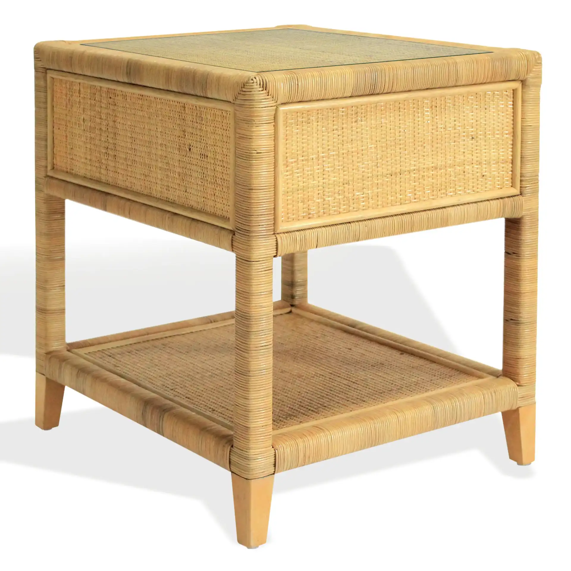 Lambert Rattan Nightstand in Natural, detail view
