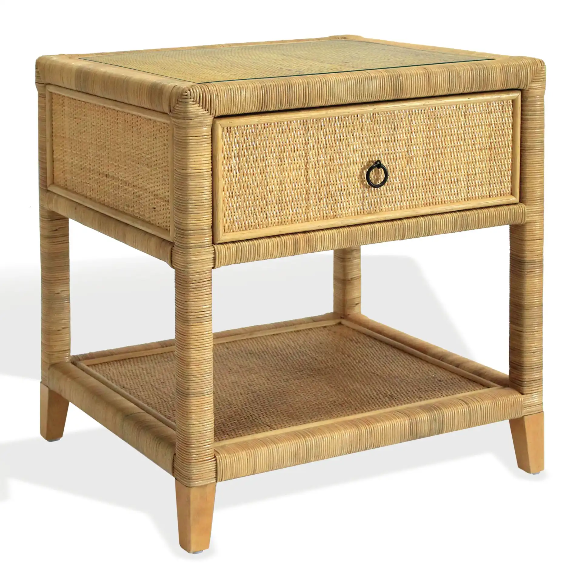 Lambert Rattan Nightstand in Natural, detail view