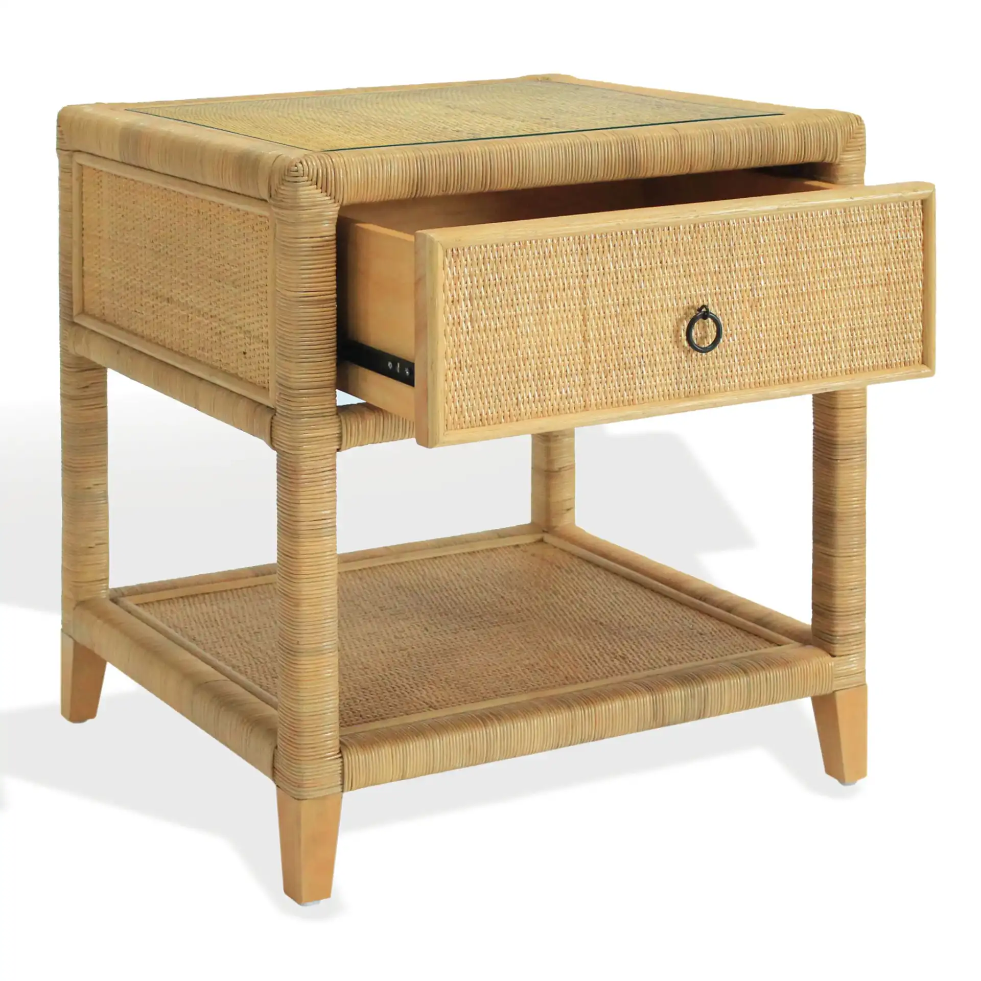 Lambert Rattan Nightstand in Natural, detail view