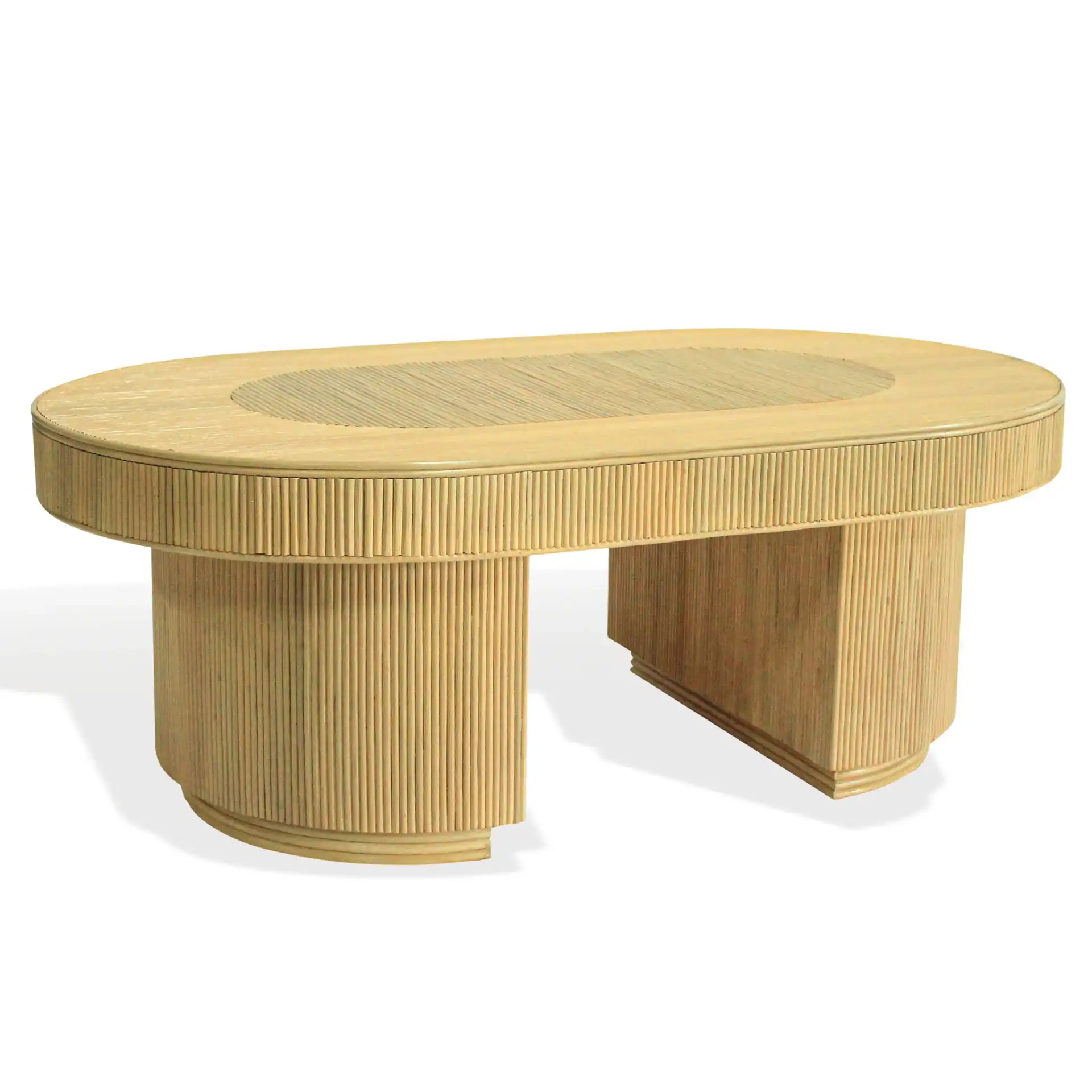 Kenzo Rattan Oval Coffee Table in Natural, detail view