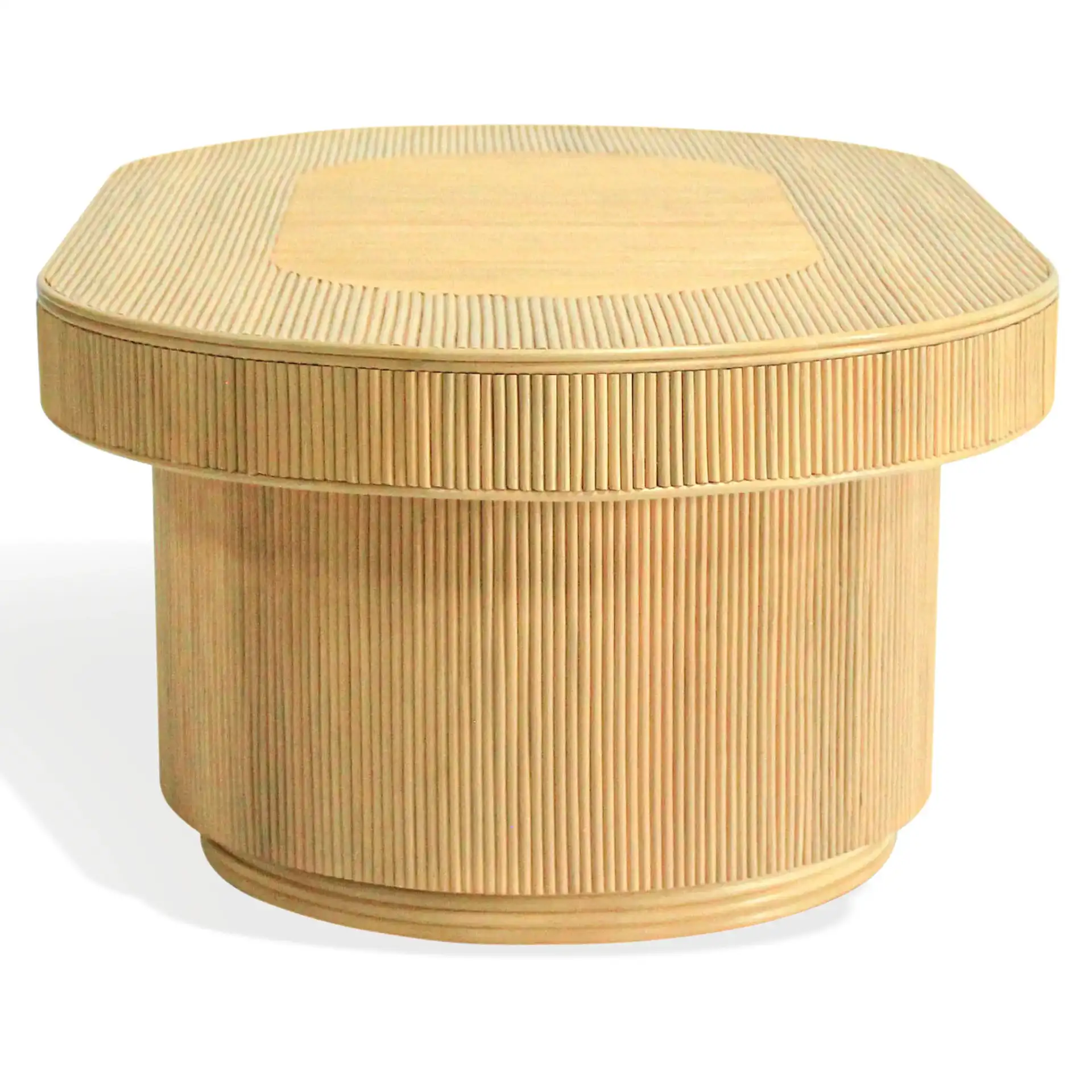 Kenzo Rattan Oval Coffee Table in Natural, detail view