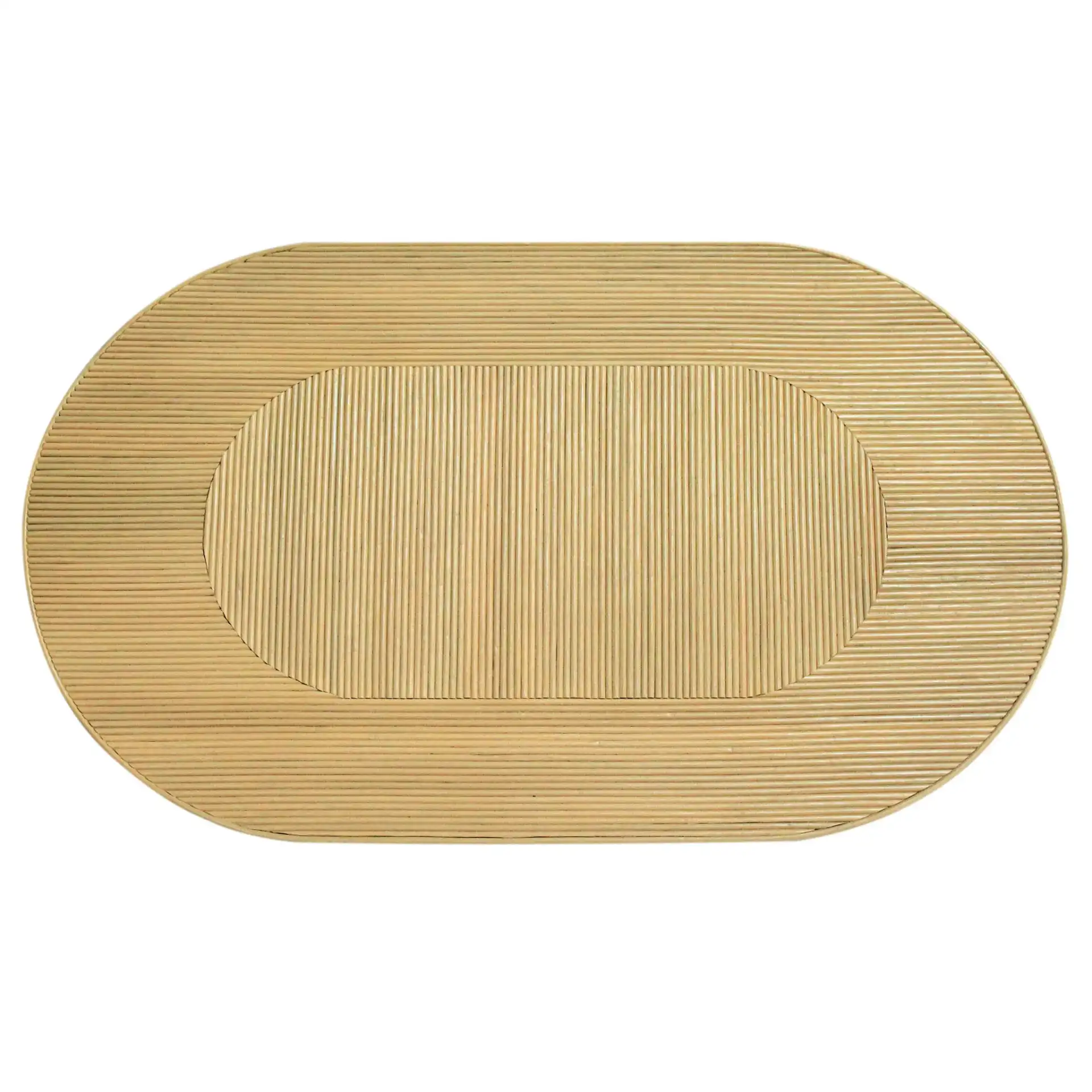 Kenzo Rattan Oval Coffee Table in Natural, detail view