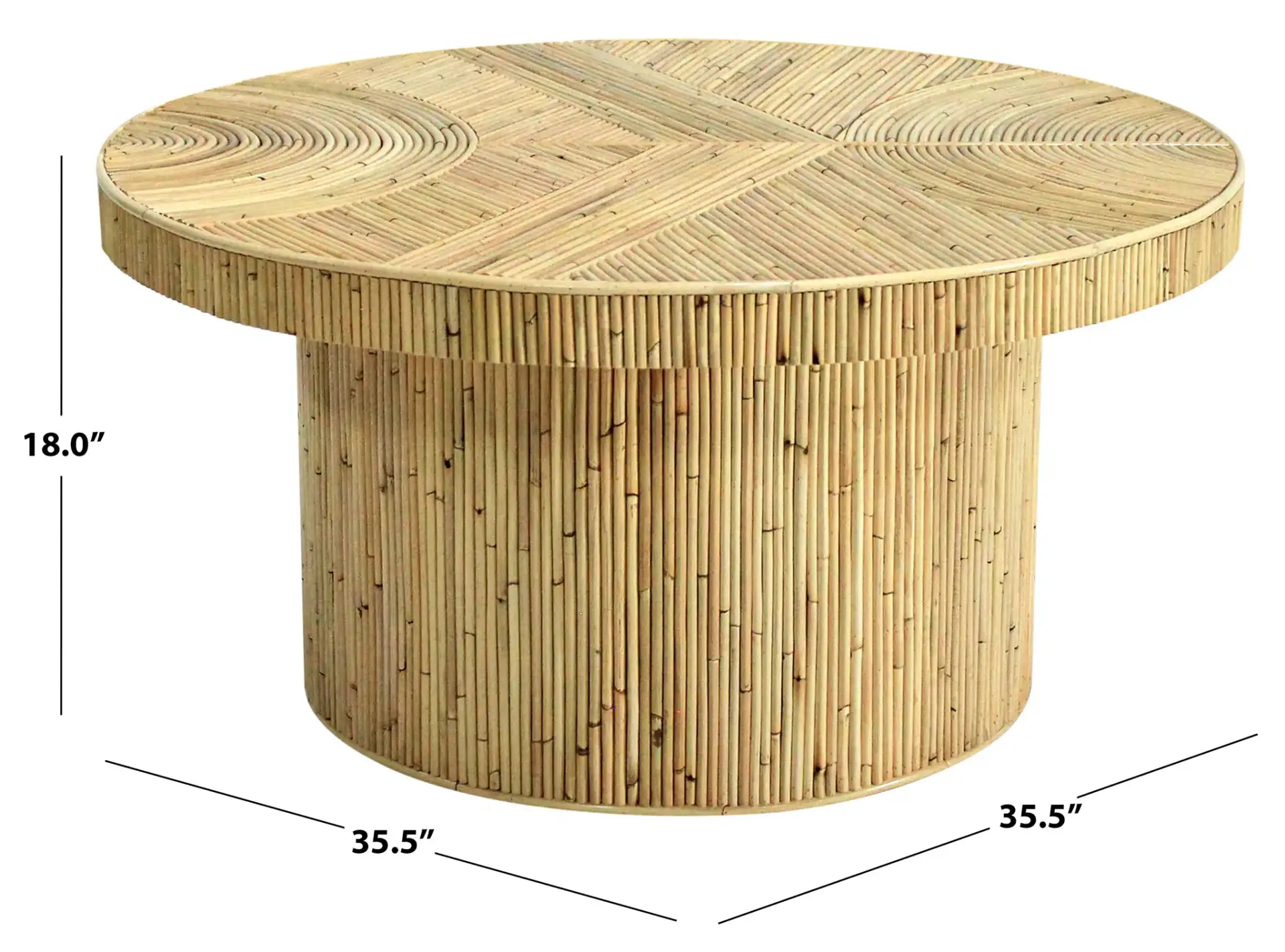 Oswald Rattan Round Coffee Table in Natural, detail view