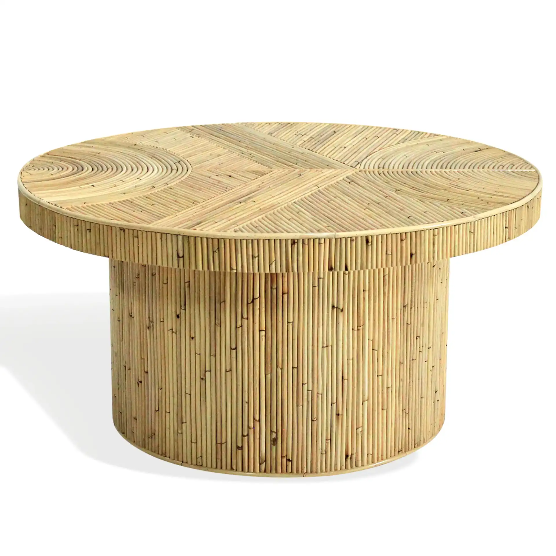Oswald Rattan Round Coffee Table in Natural, detail view