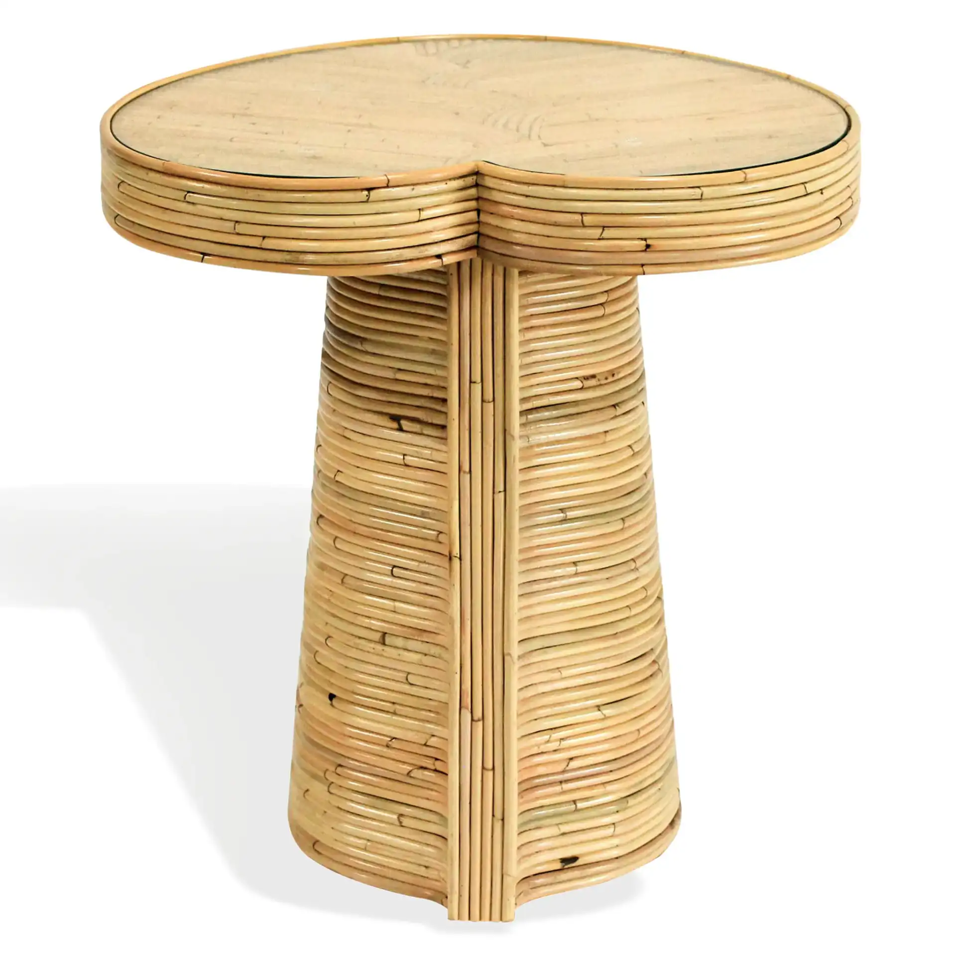 Nile Rattan Tall Accent Table in Natural, detail view