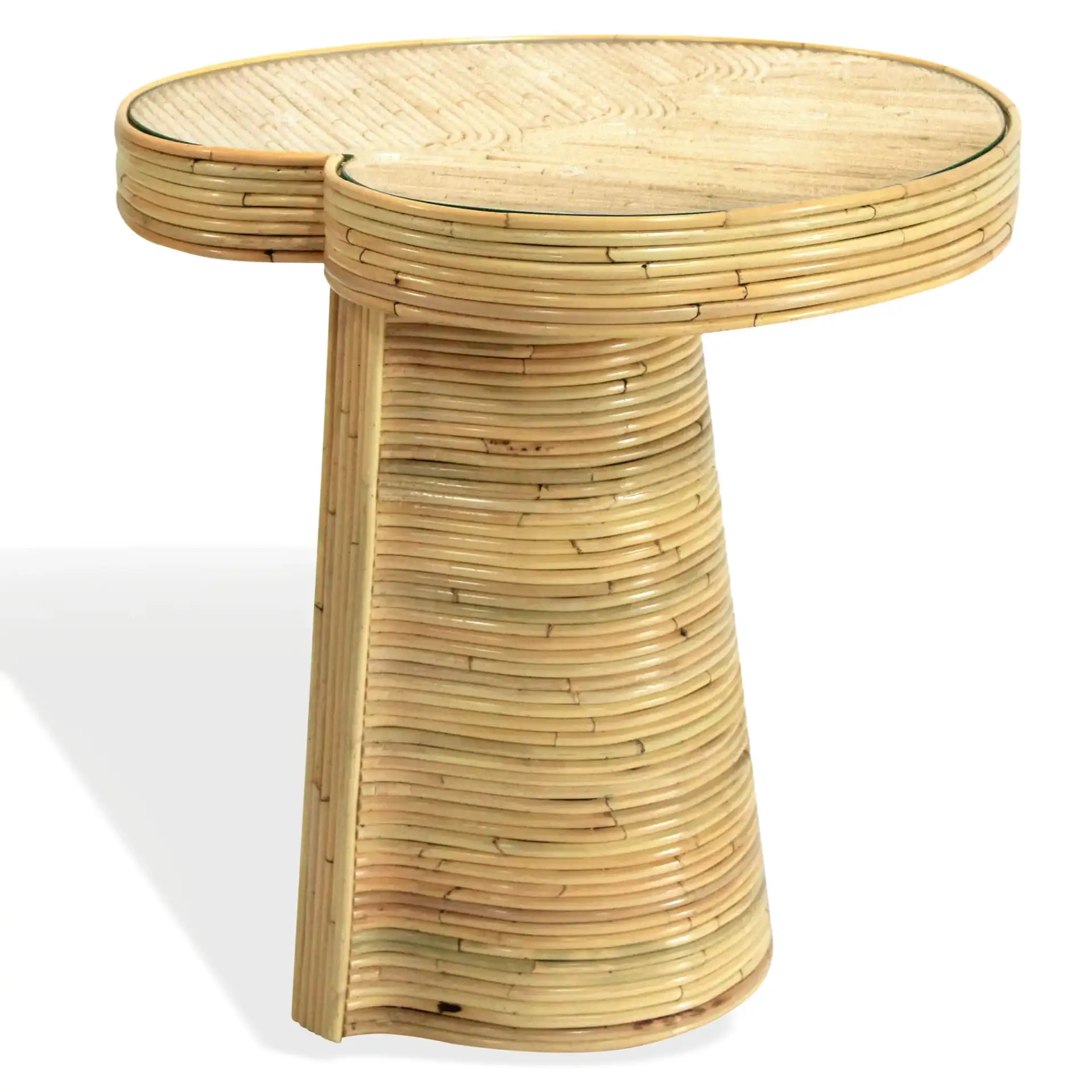 Nile Rattan Tall Accent Table in Natural, detail view