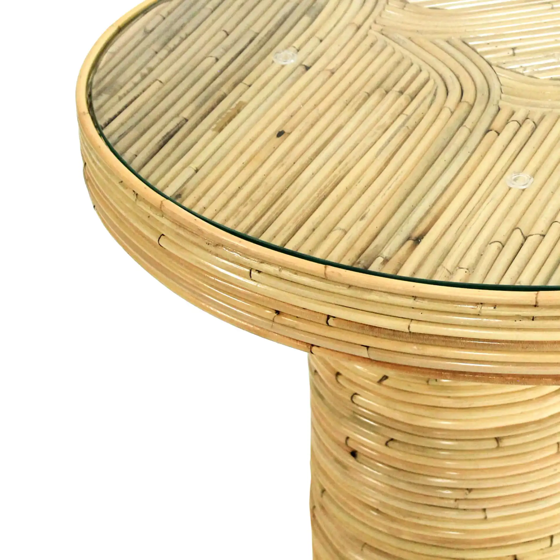 Nile Rattan Tall Accent Table in Natural in a styled room
