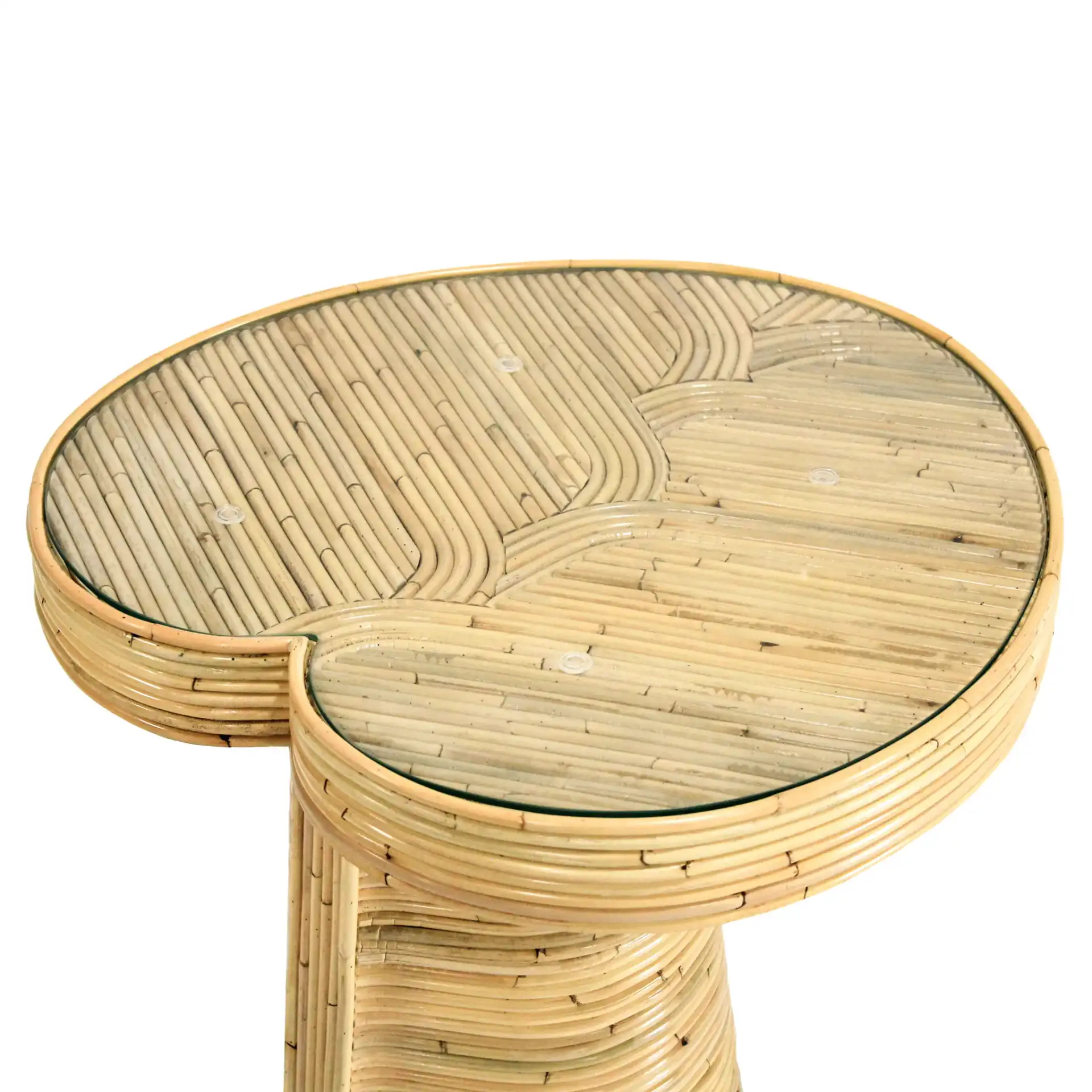 Nile Rattan Tall Accent Table in Natural in a styled room