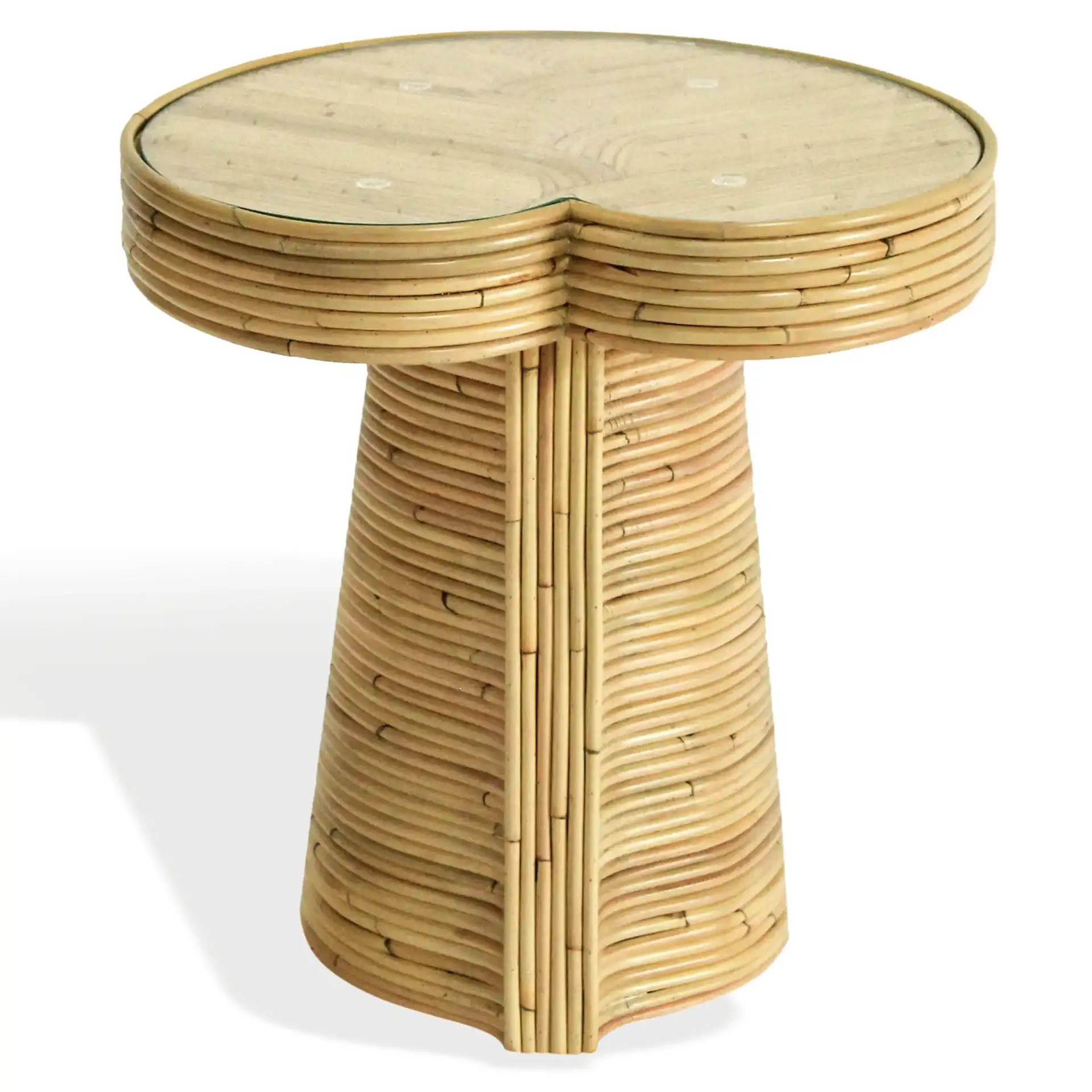 Nile Rattan Short Accent Table in Natural, detail view