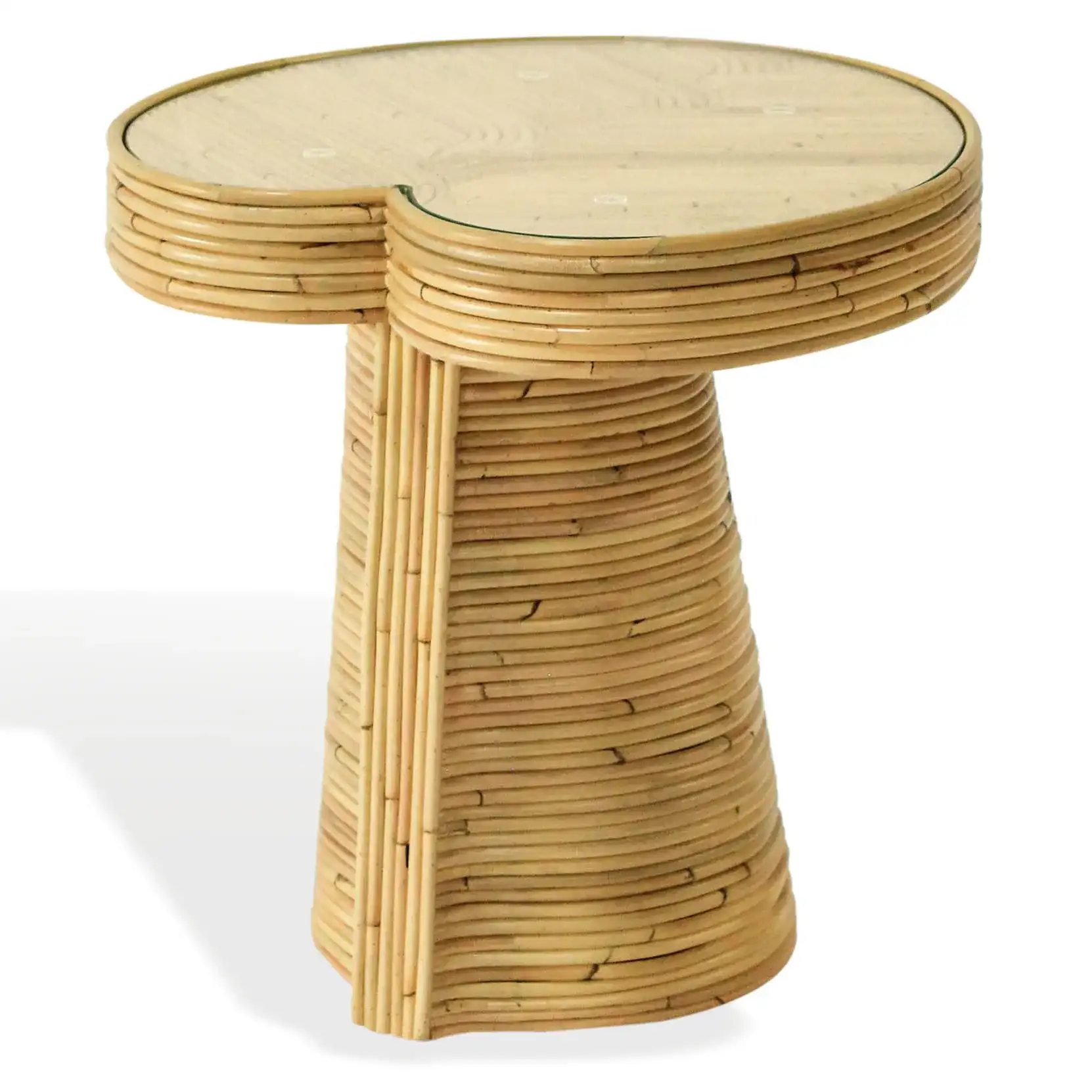 Nile Rattan Short Accent Table in Natural, detail view