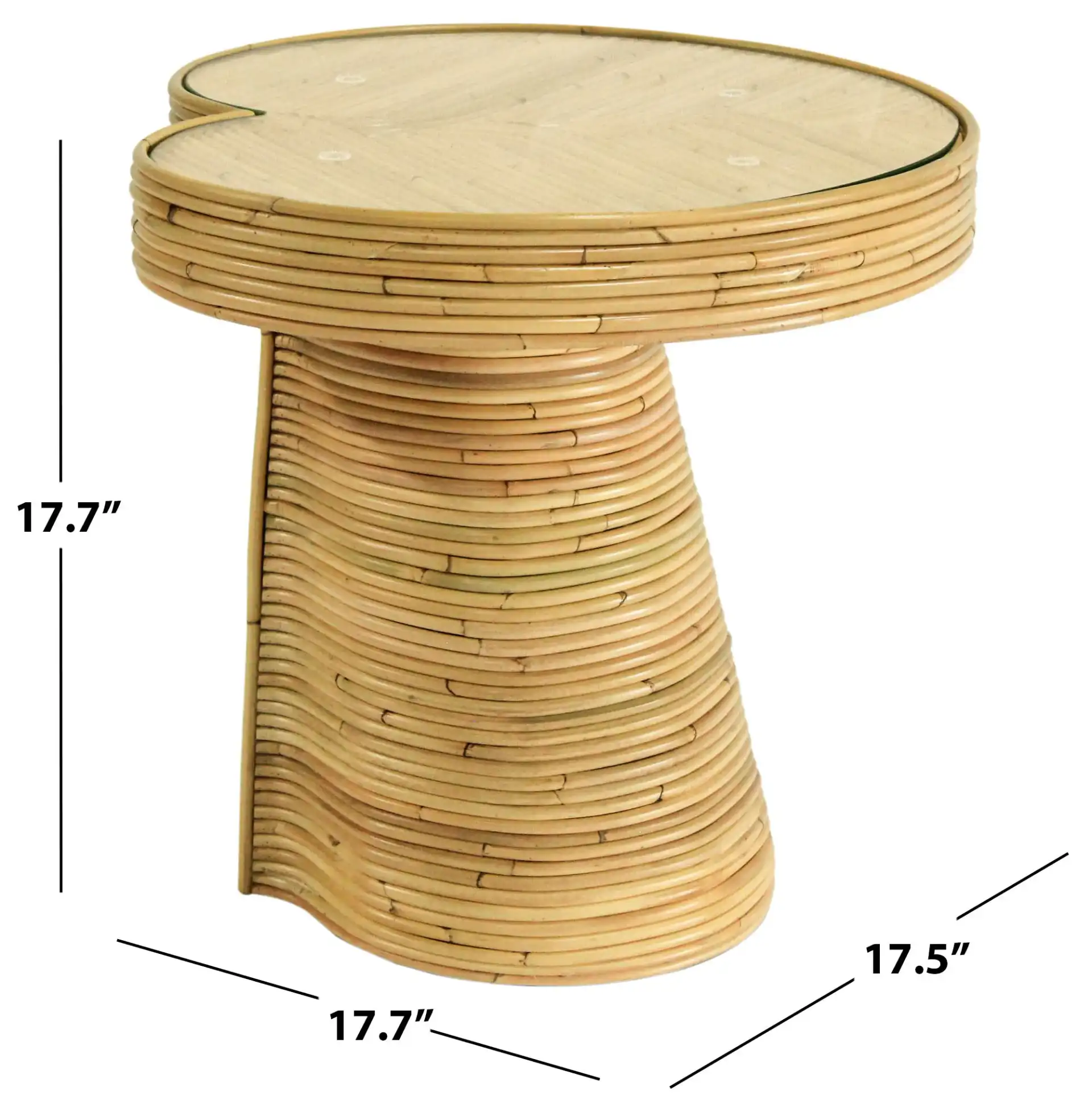 Nile Rattan Short Accent Table in Natural, detail view