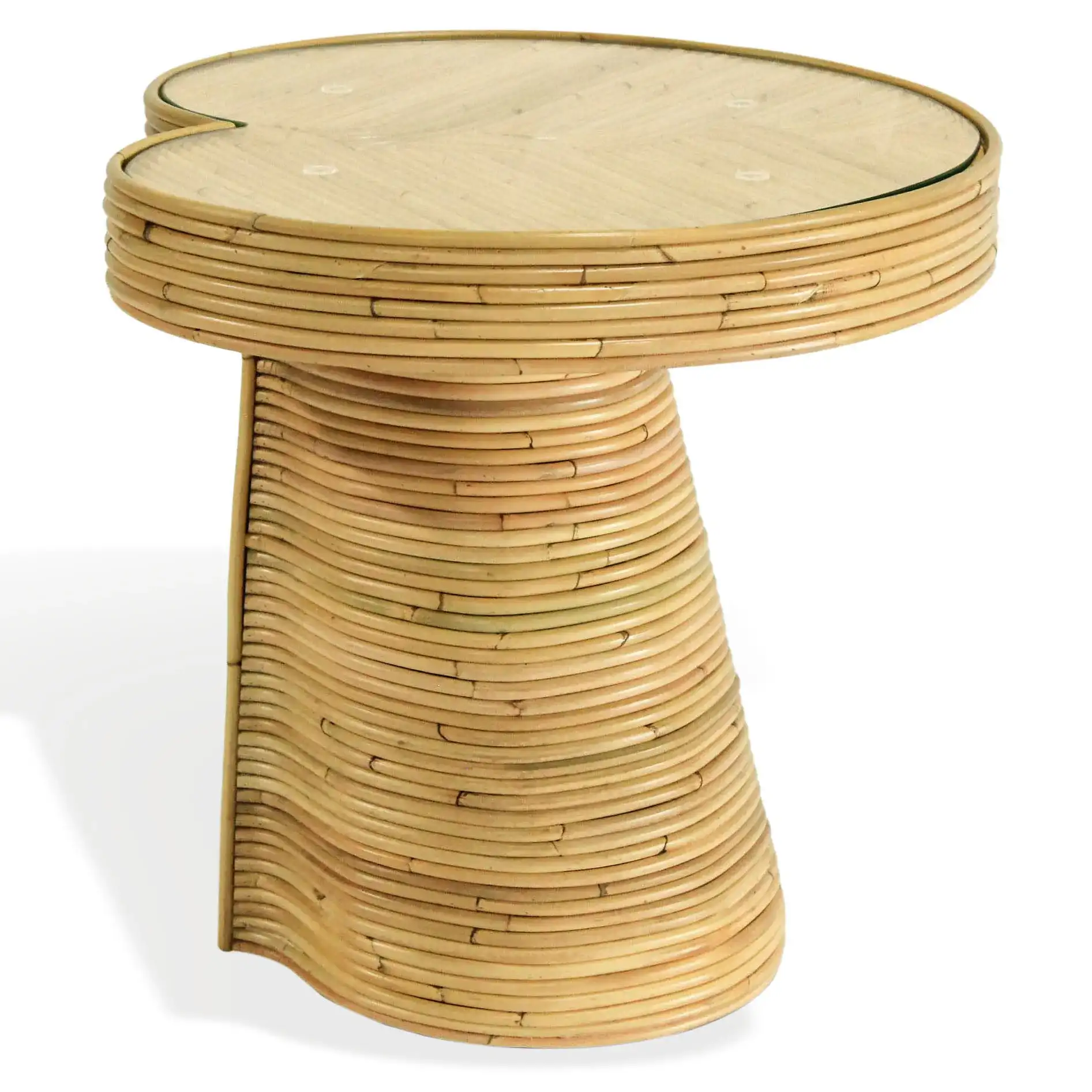 Nile Rattan Short Accent Table in Natural, detail view