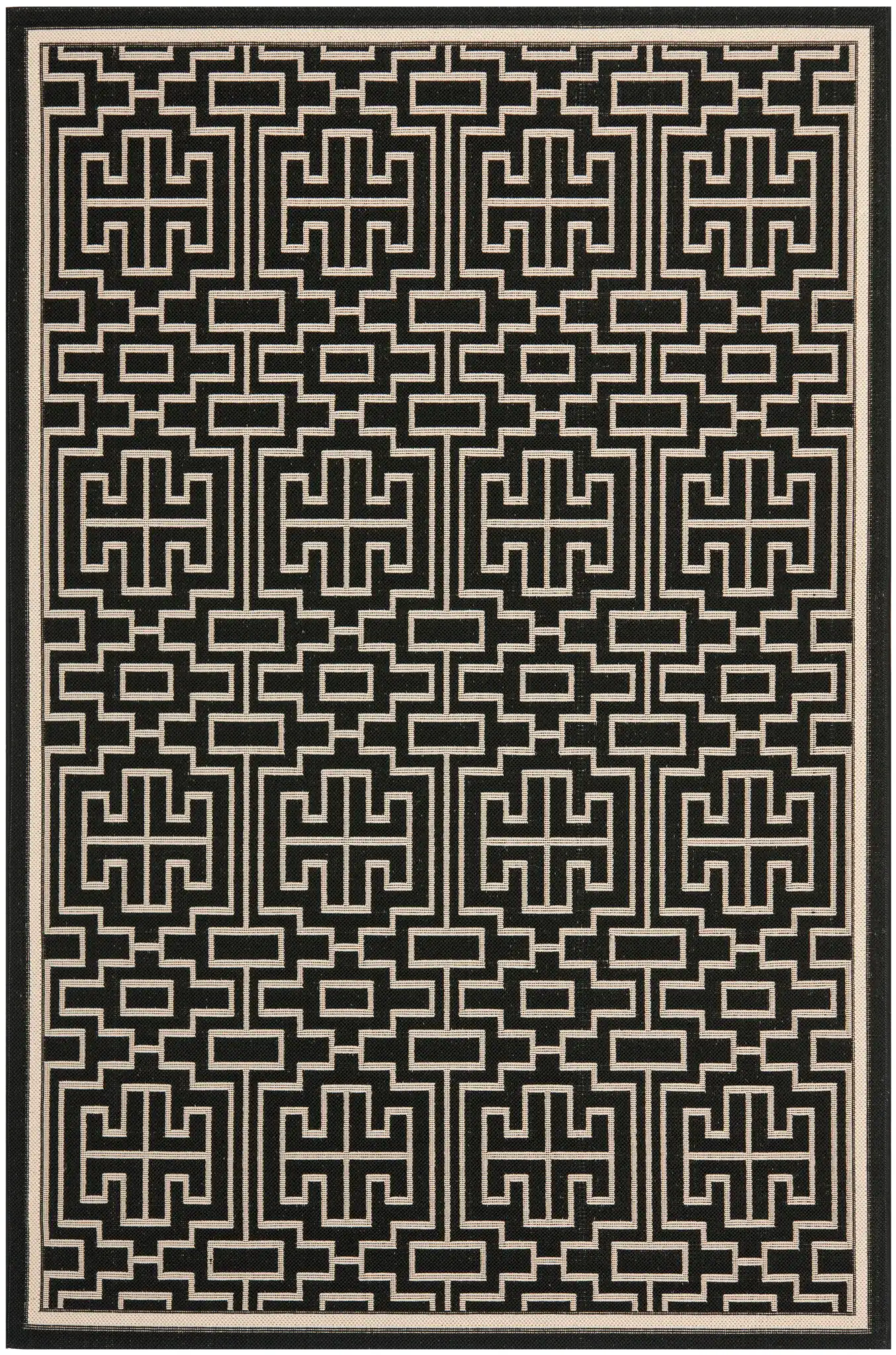 Courtyard School Of Fish Outdoor Rug in Navy / Beige, detail view