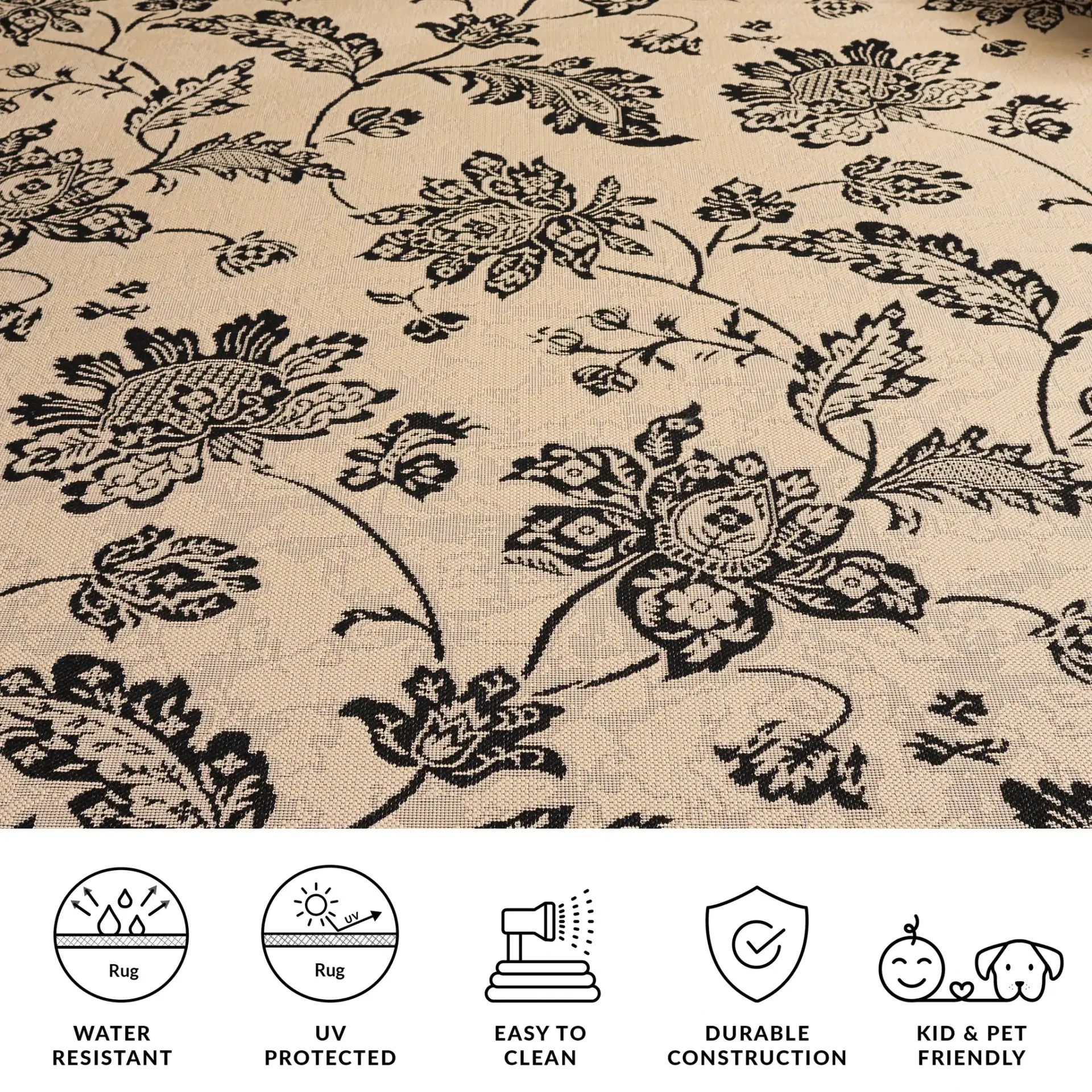 Courtyard Floral Jacobean Outdoor Rug in Courtyard Floral Jacobean Outdoor Rug in a styled room