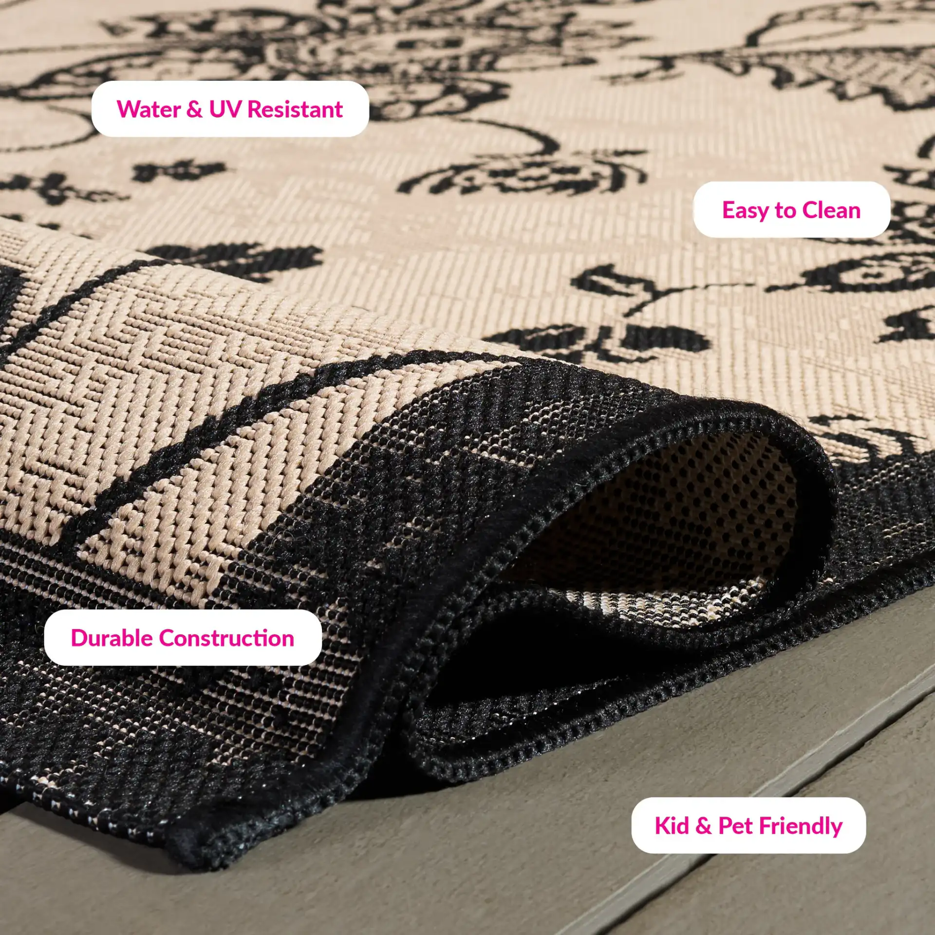 Courtyard Floral Jacobean Outdoor Rug in Courtyard Floral Jacobean Outdoor Rug in a styled room