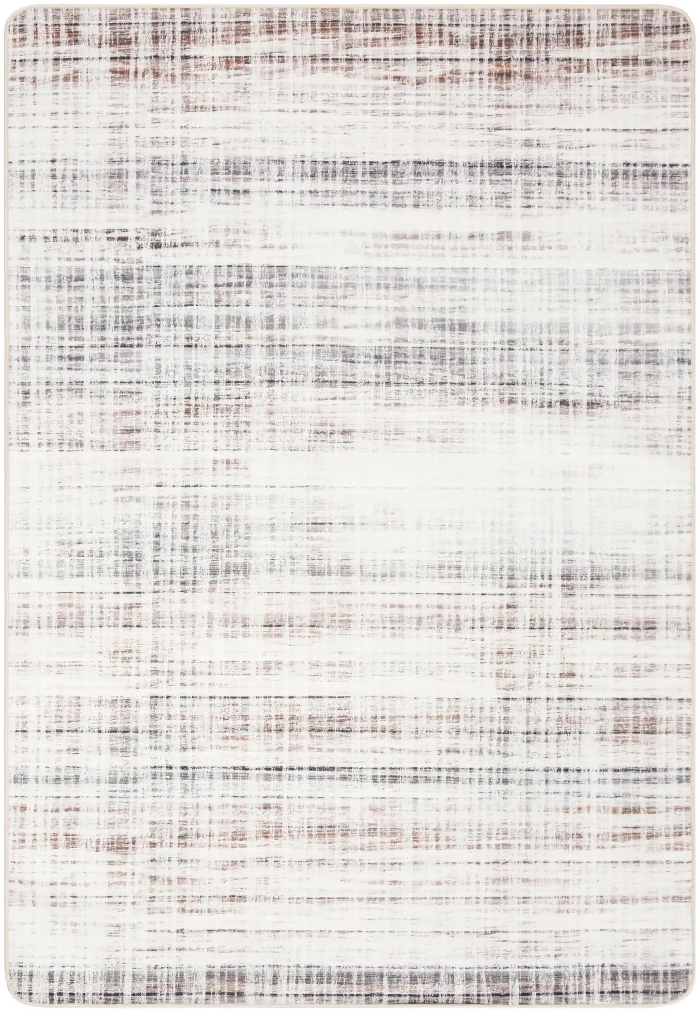 Daytona Crosshatch Washable Rug in Ivory / Gray