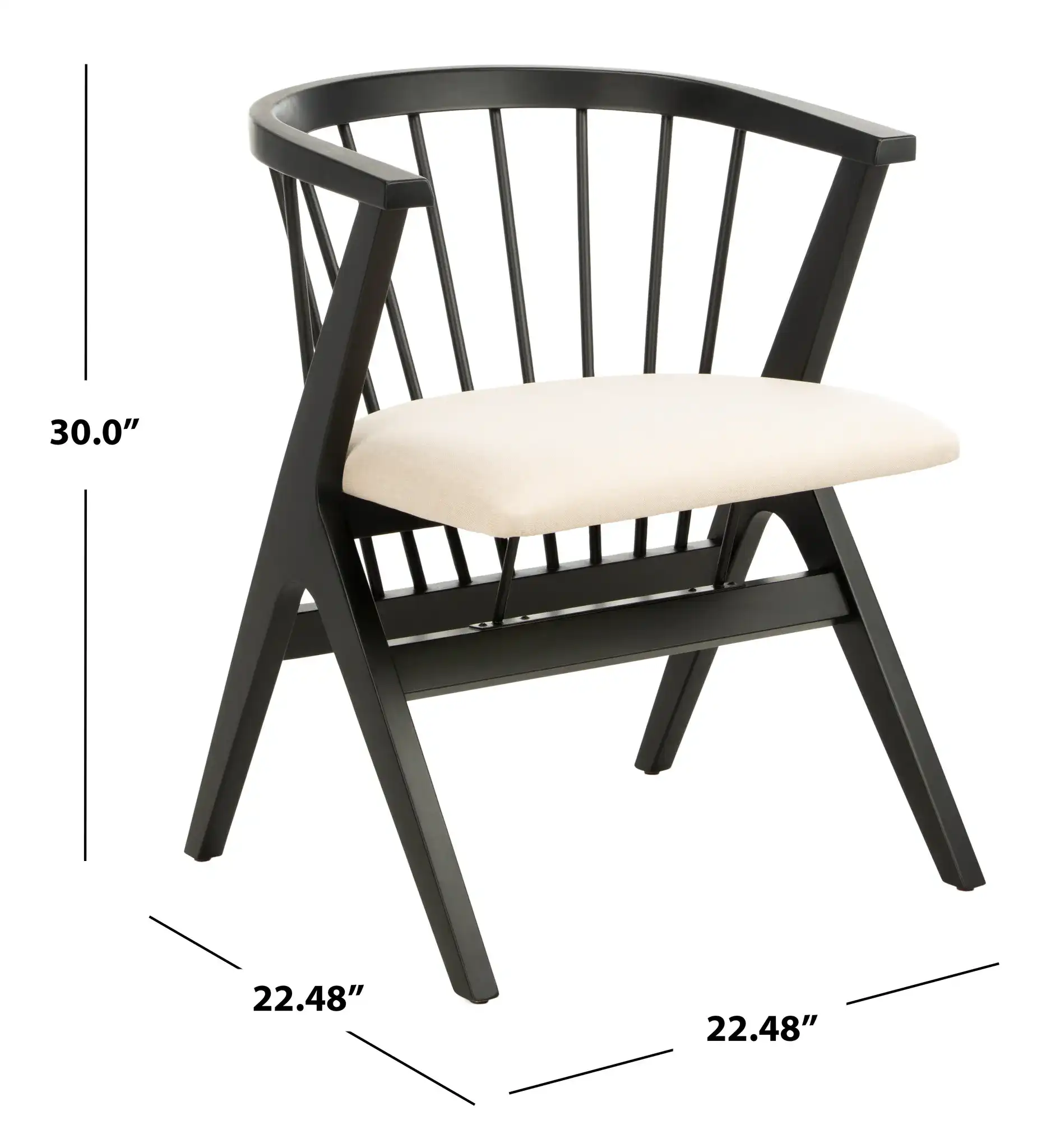 Noah Spindle Dining Chair (Set of 2) in Black / Beige, detail view