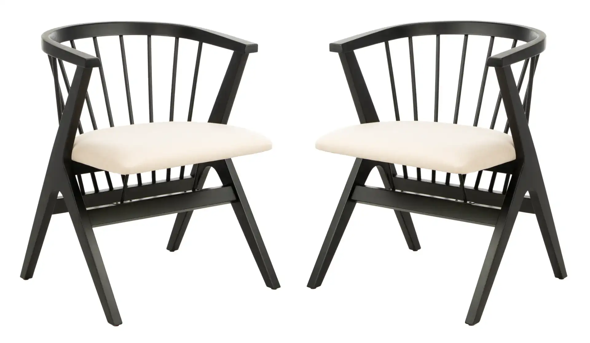Noah Spindle Dining Chair (Set of 2) in Black / Beige