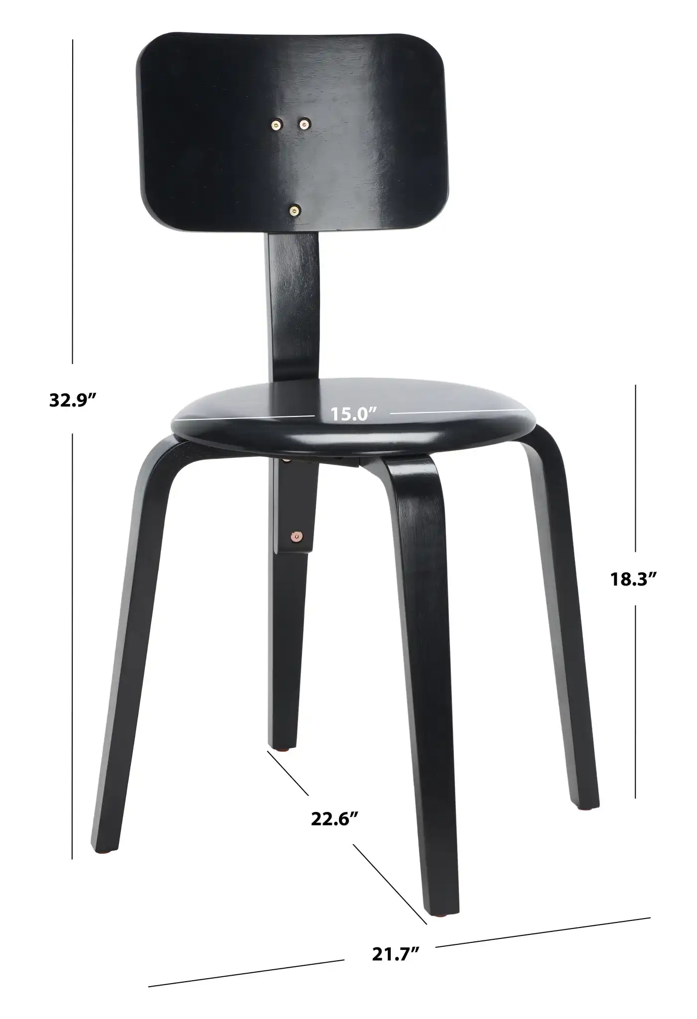Luella Stackable Dining Chair (Set of 2) in Black, detail view