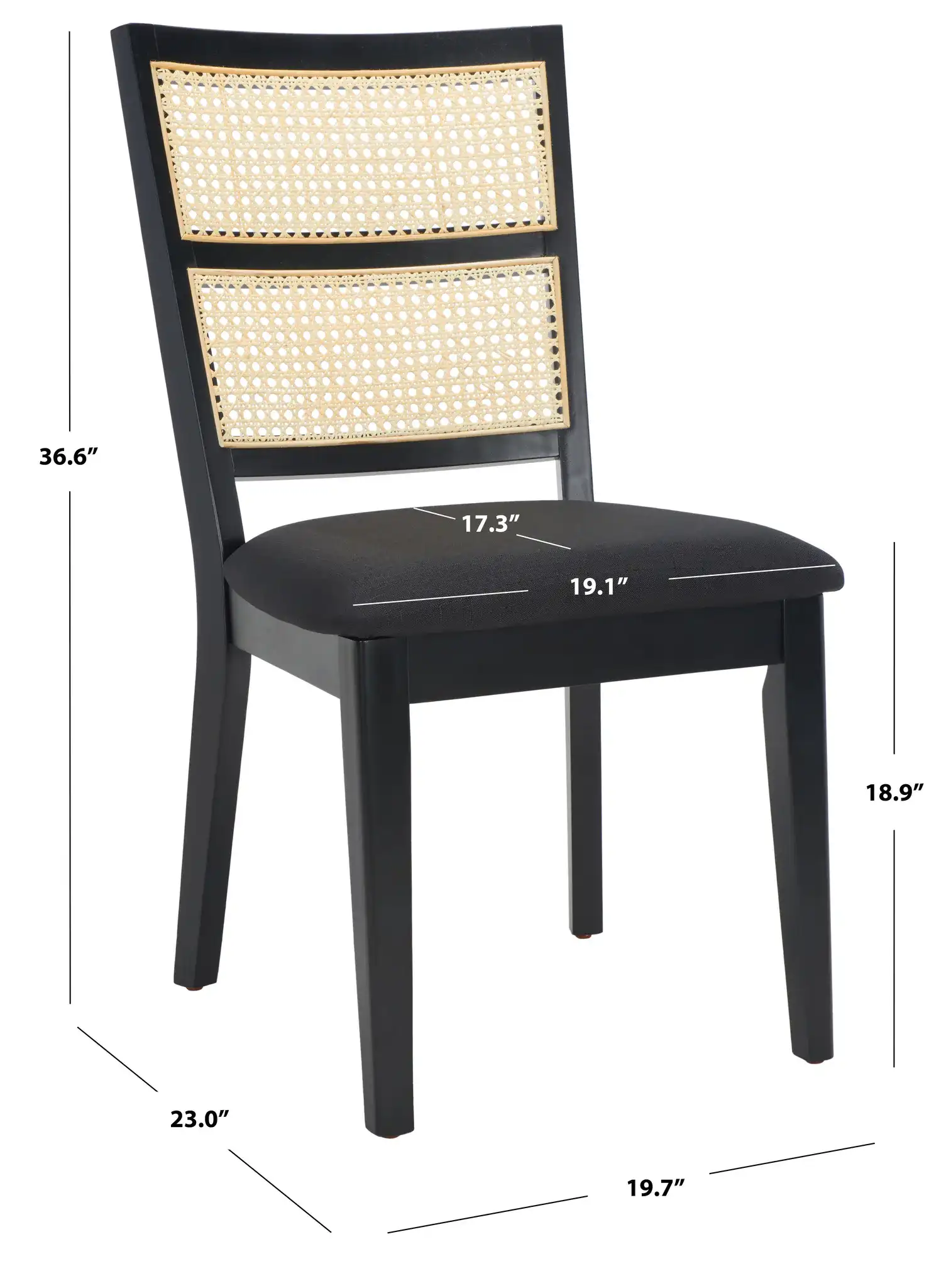 Toril Dining Chair (Set of 2) in Black, detail view