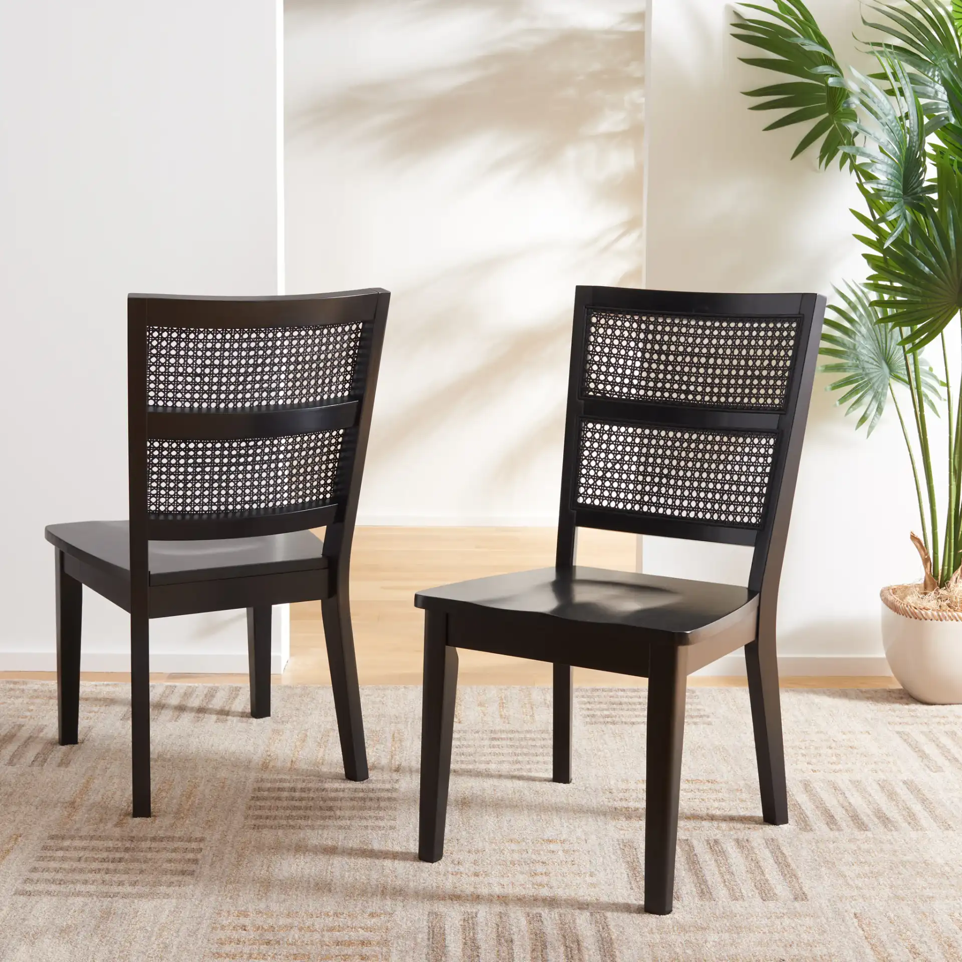 Toril Dining Chair (Set of 2) in Black in a styled room