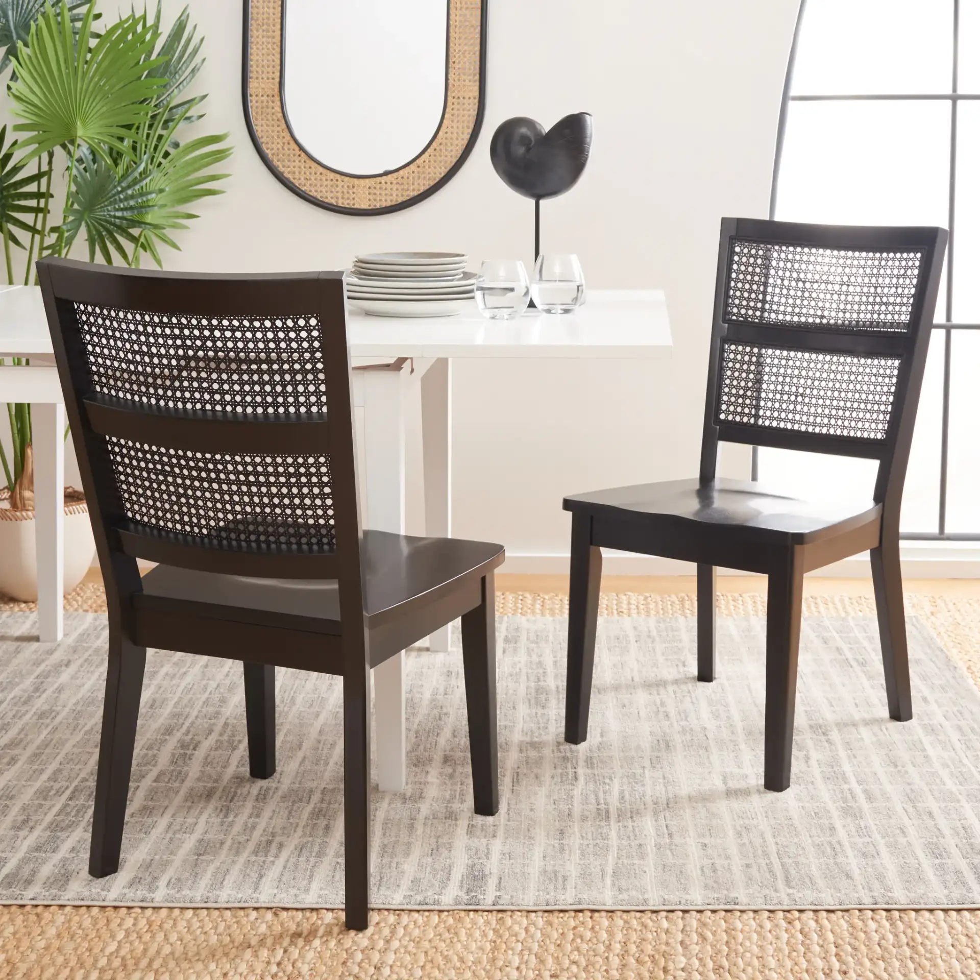 Toril Dining Chair (Set of 2) in Black in a styled room