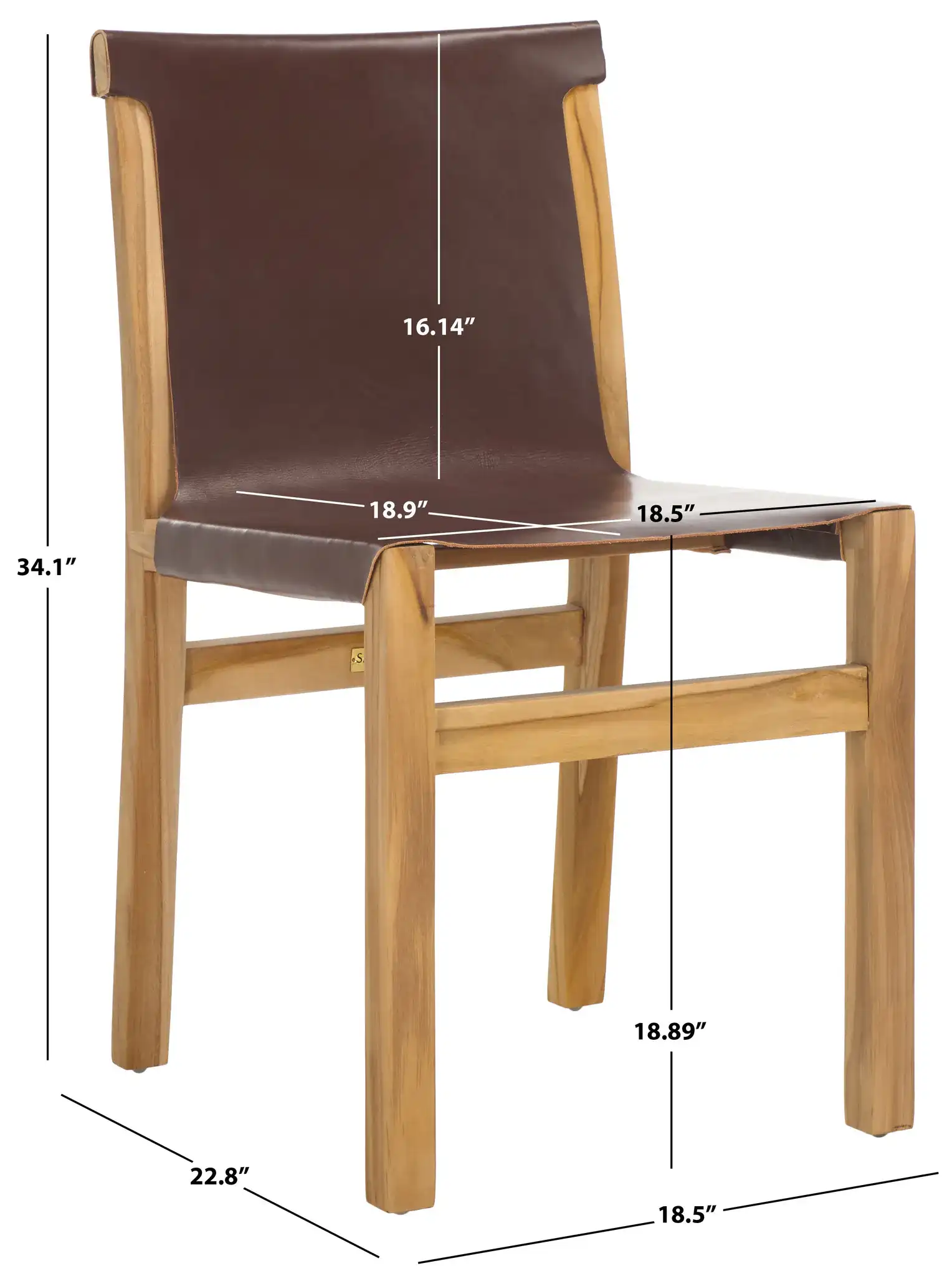 Arian Dining Chair in Cognac / Natural, detail view