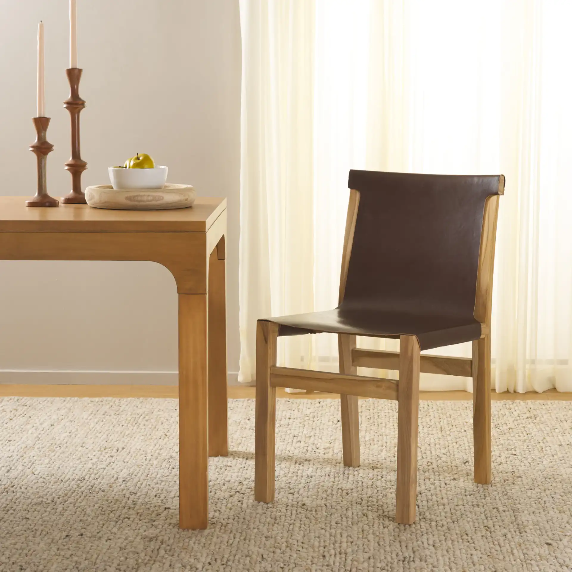 Arian Dining Chair in Cognac / Natural in a styled room