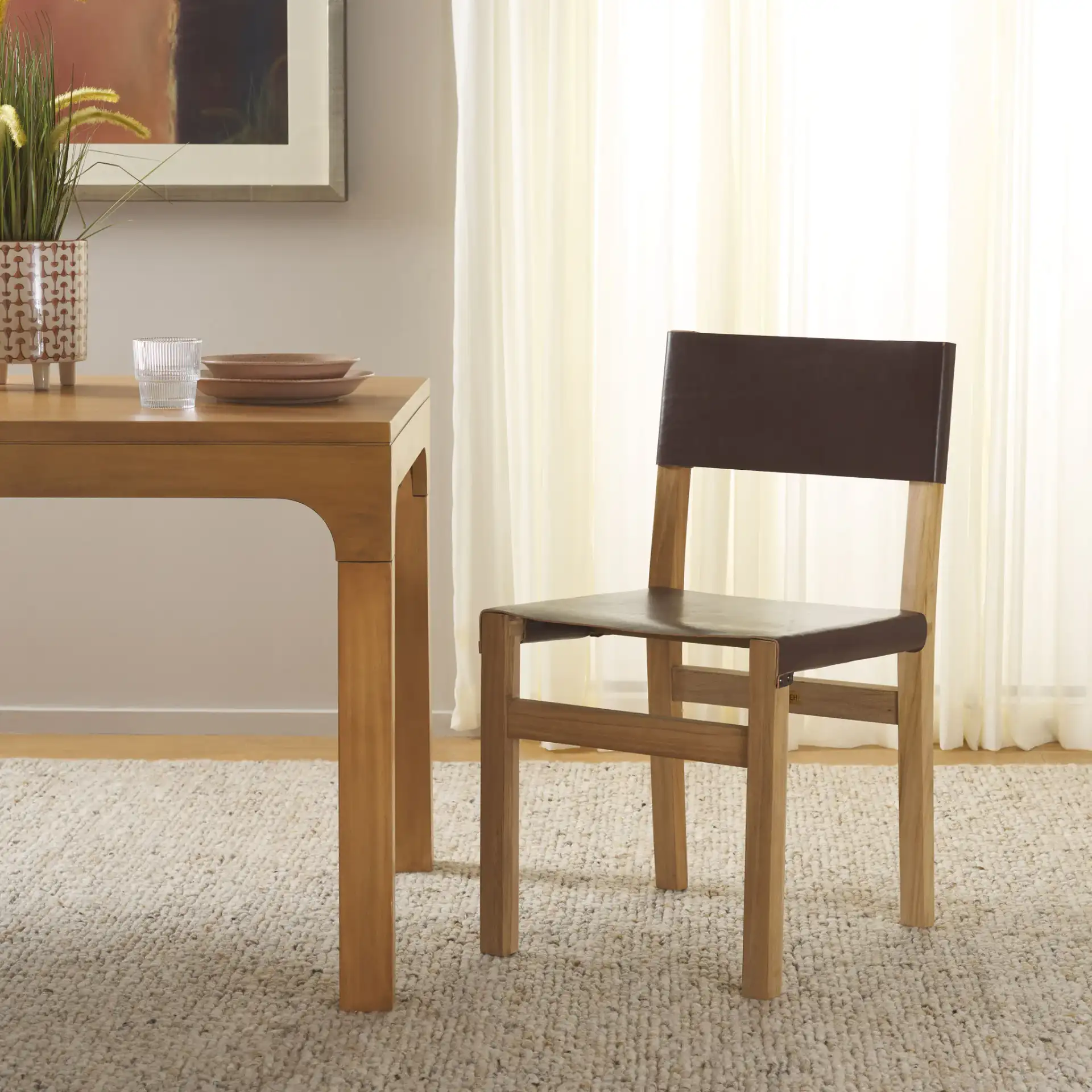 Romee Dining Chair in Cognac / Natural in a styled room