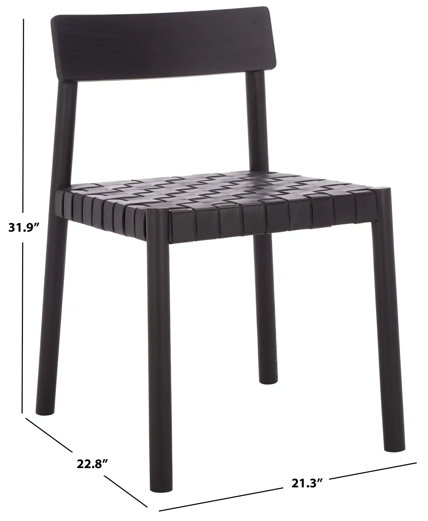 Tyde Dining Chair in Black, detail view