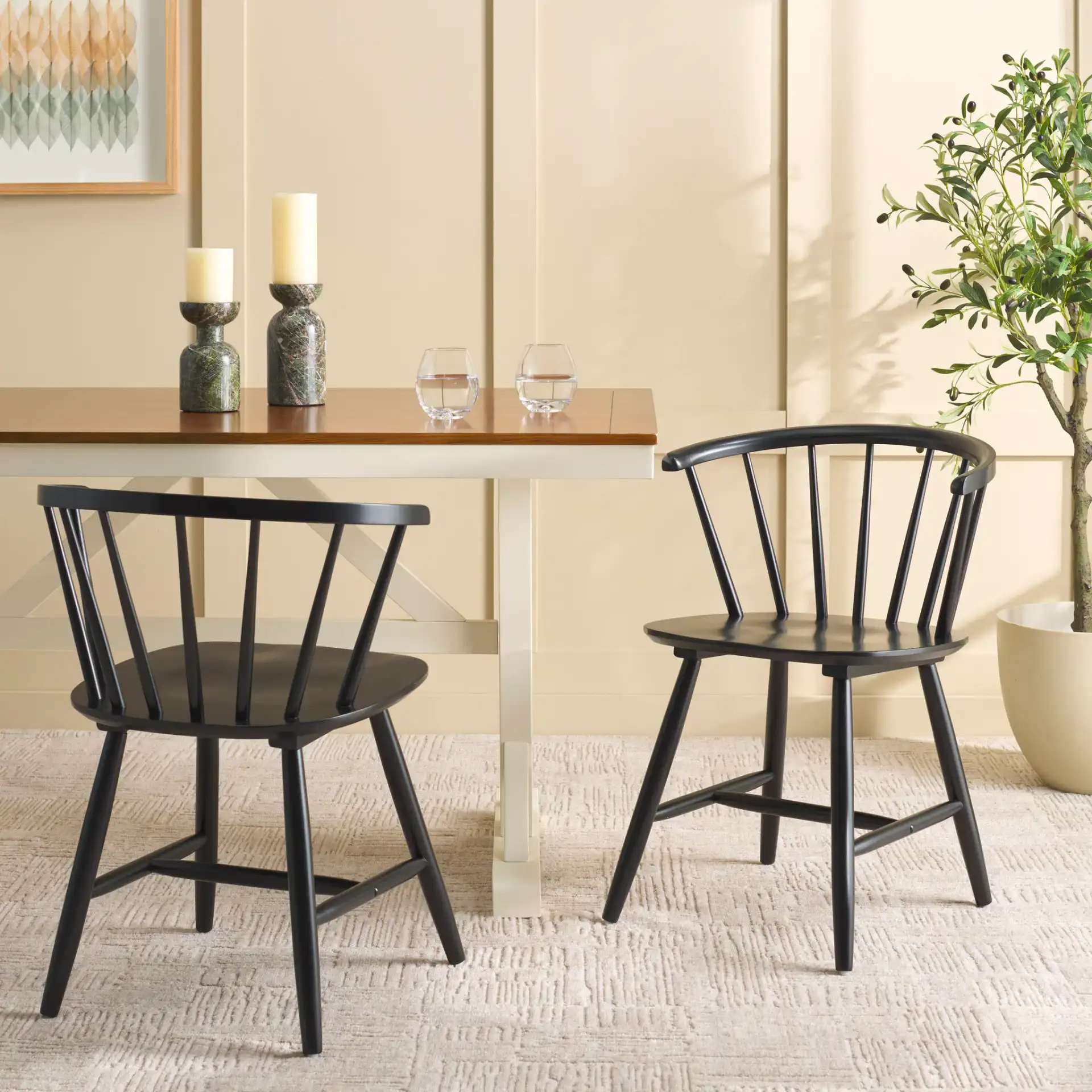 Ceres Dining Chair (Set of 2) in Black in a styled room