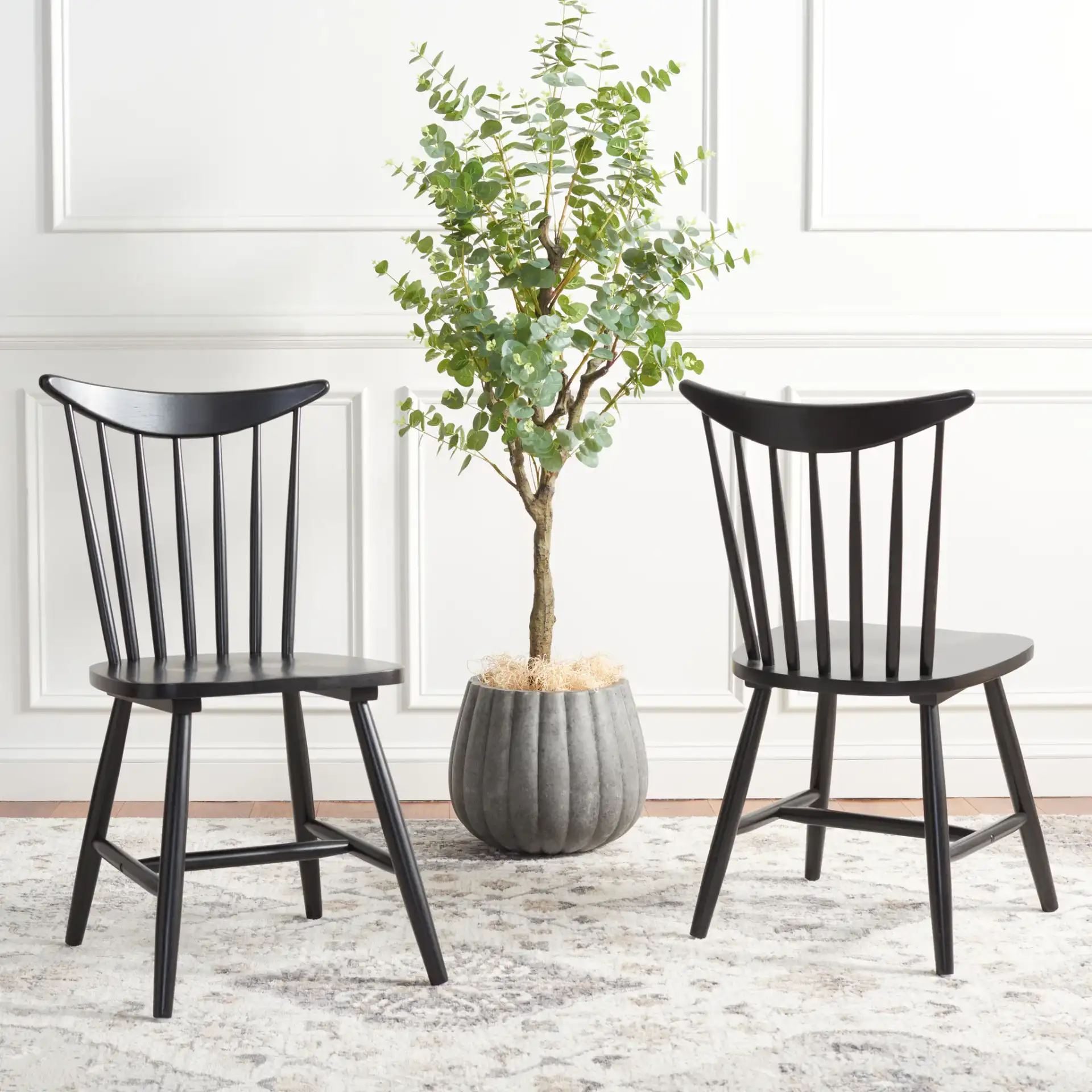 Jodan Dining Chair (Set of 2) in Black in a styled room