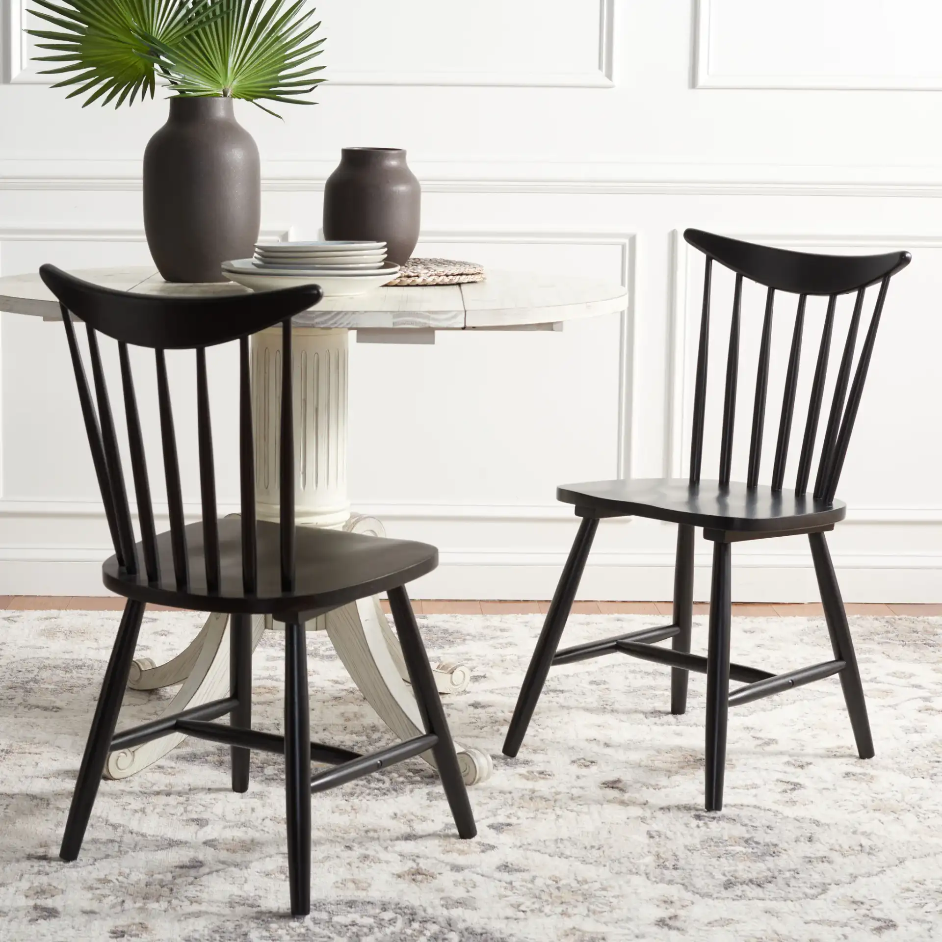 Jodan Dining Chair (Set of 2) in Black in a styled room