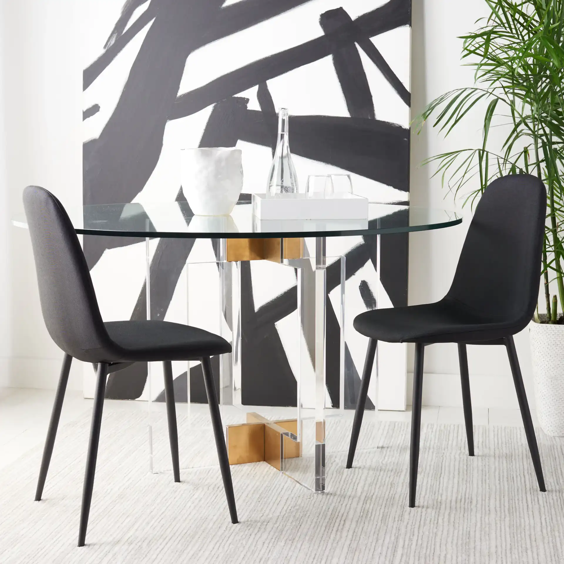 Blaire Dining Chair (Set of 2) in Pink / Dark Gray in a styled room