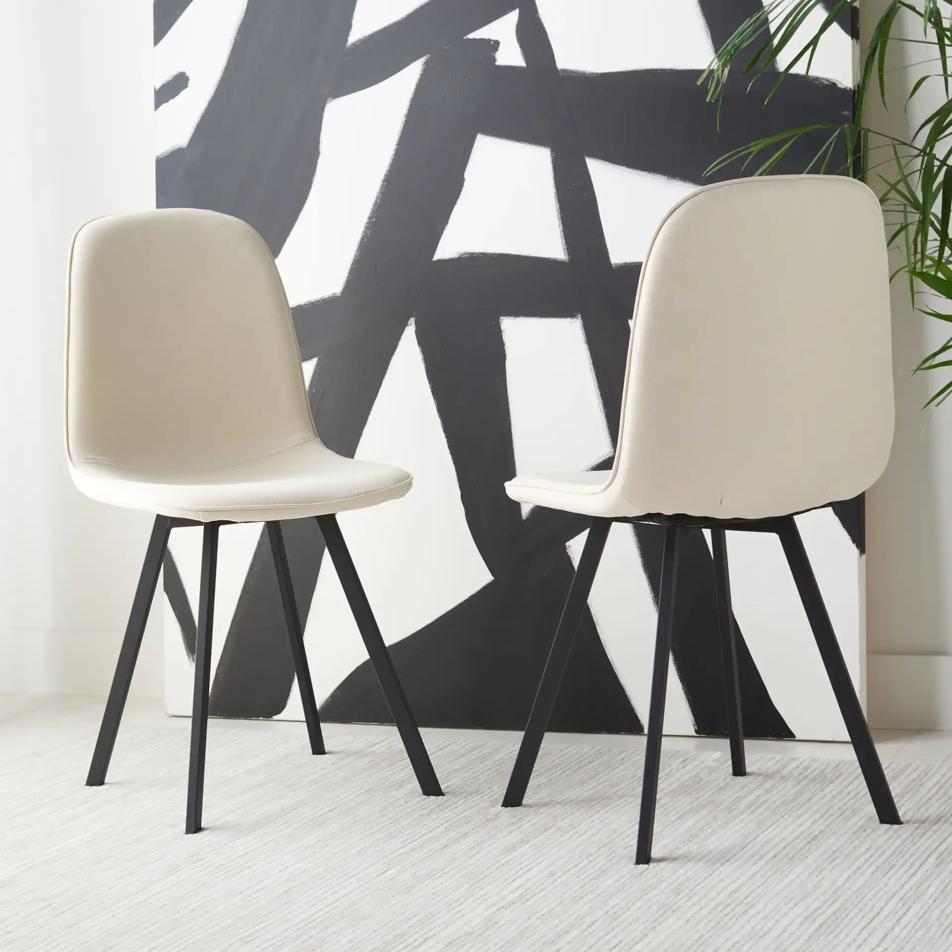 Ellery Dining Chair (Set of 2) in Beige / Black in a styled room