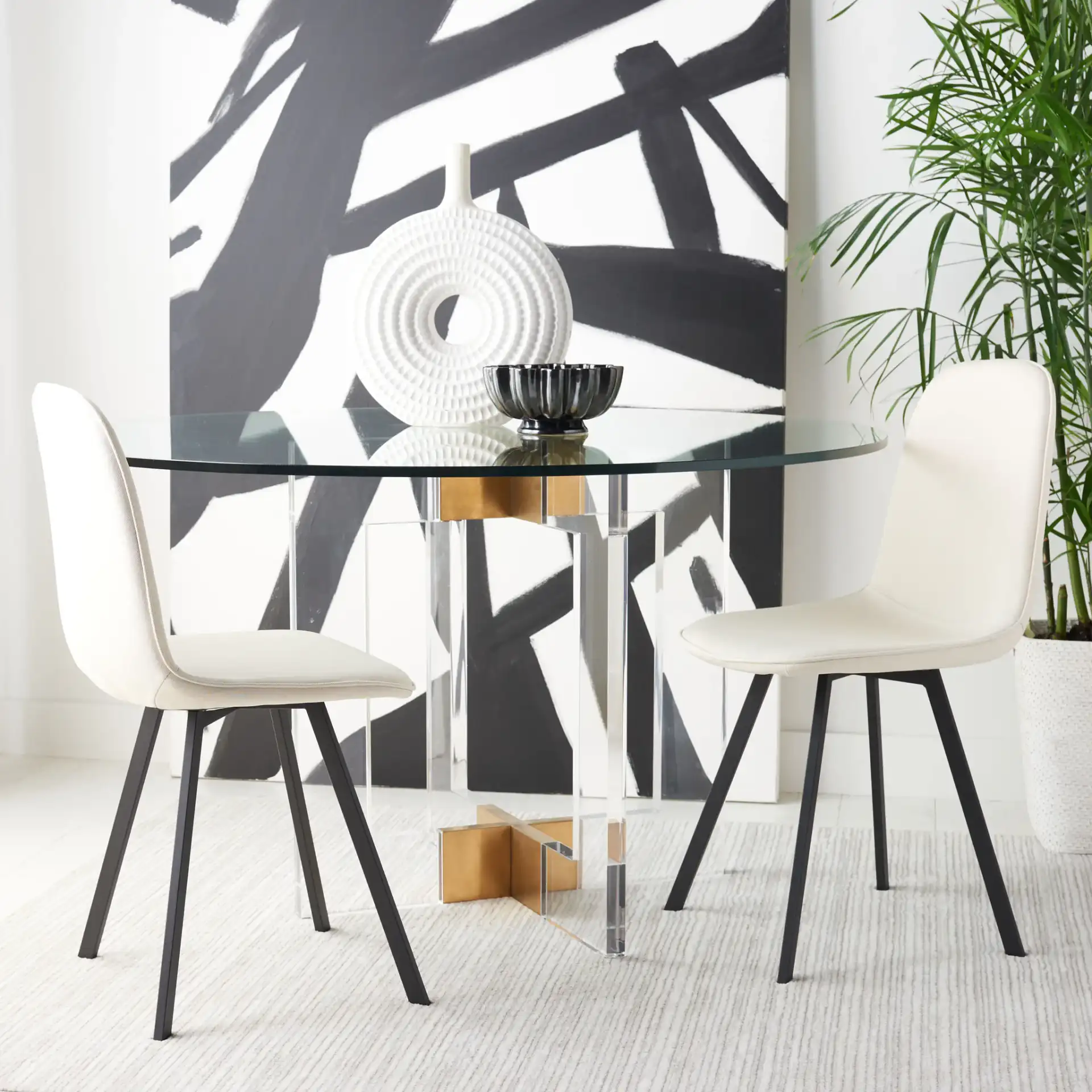Ellery Dining Chair (Set of 2) in Beige / Black in a styled room