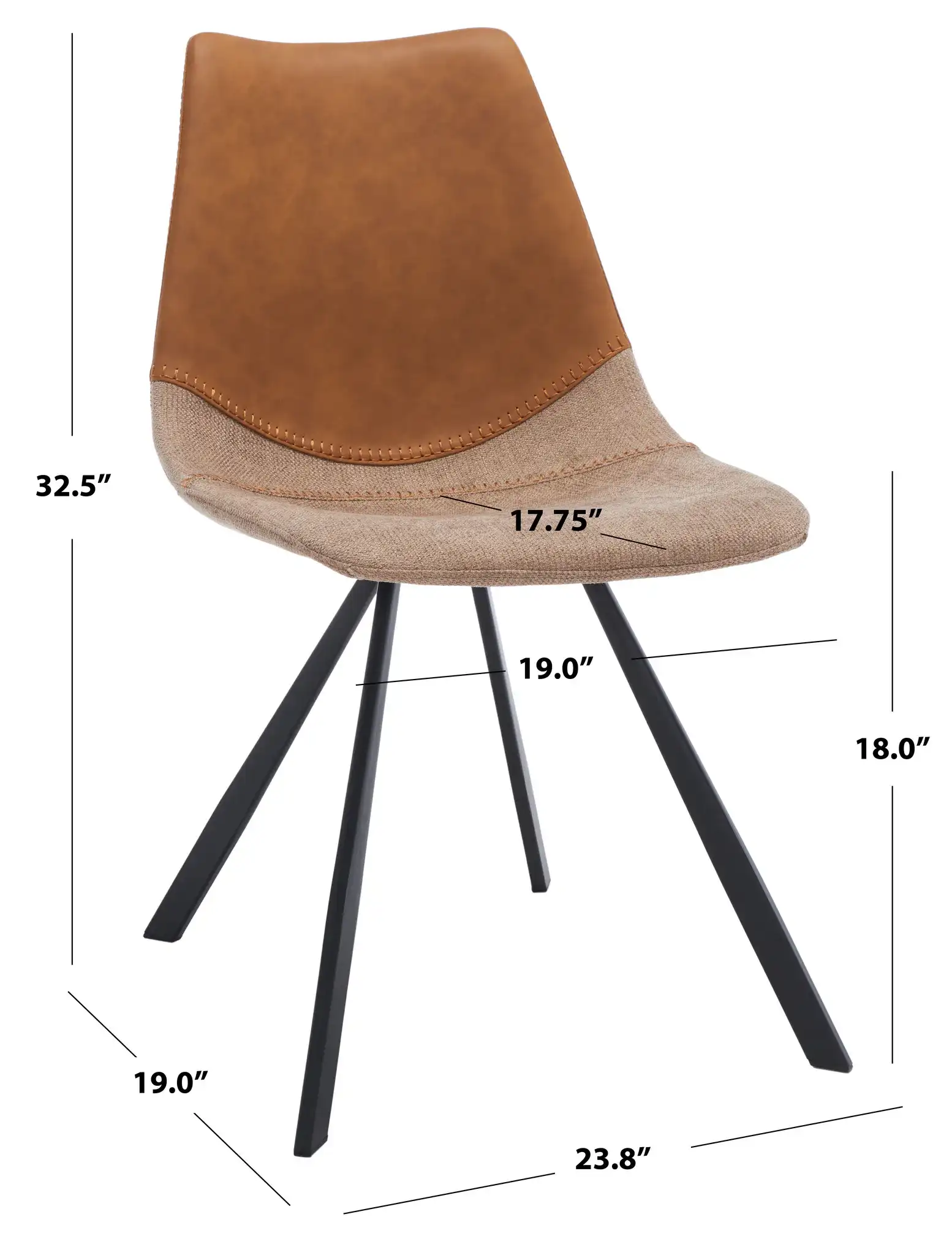 Greer Dining Chair (Set of 2) in Cognac, detail view