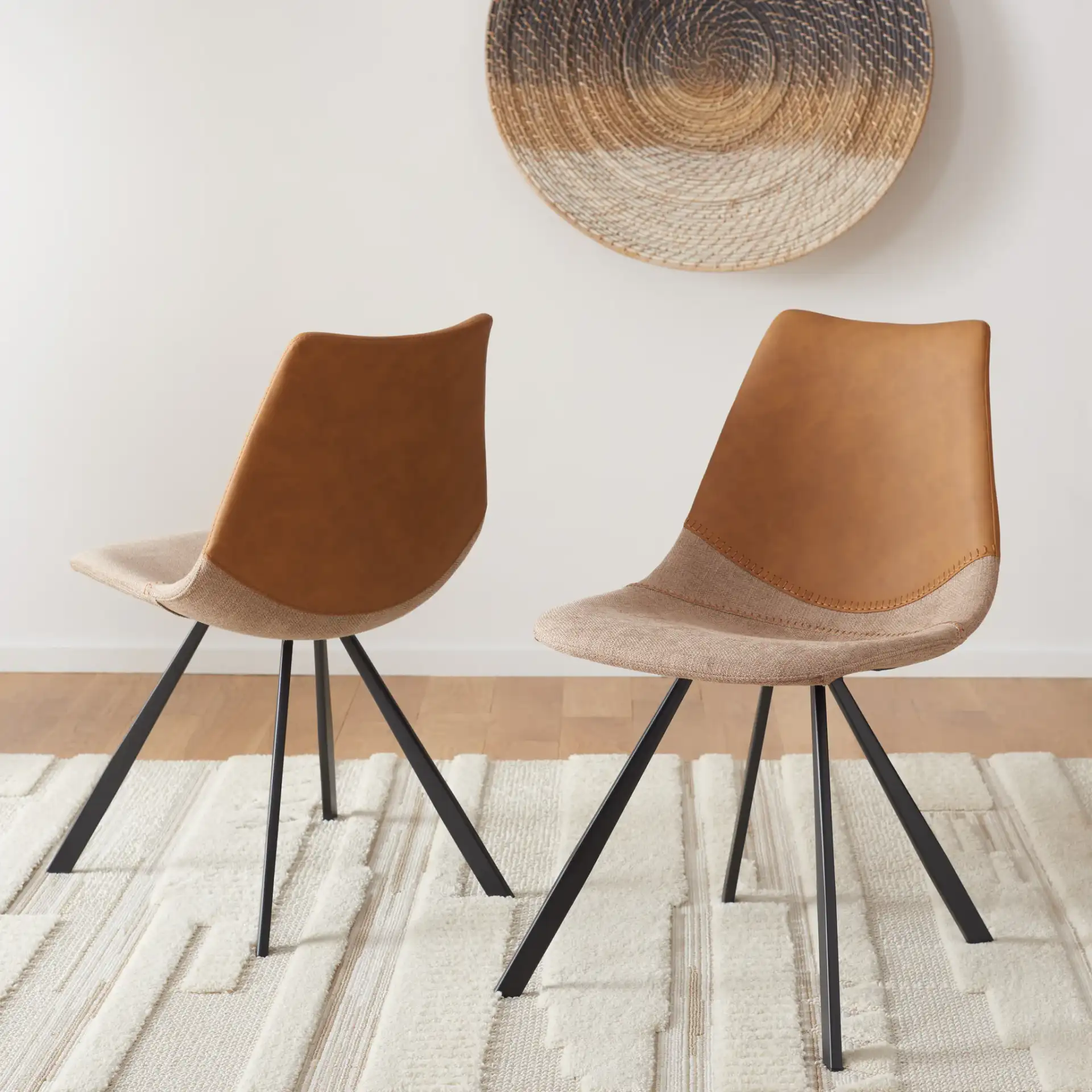 Greer Dining Chair (Set of 2) in Cognac in a styled room