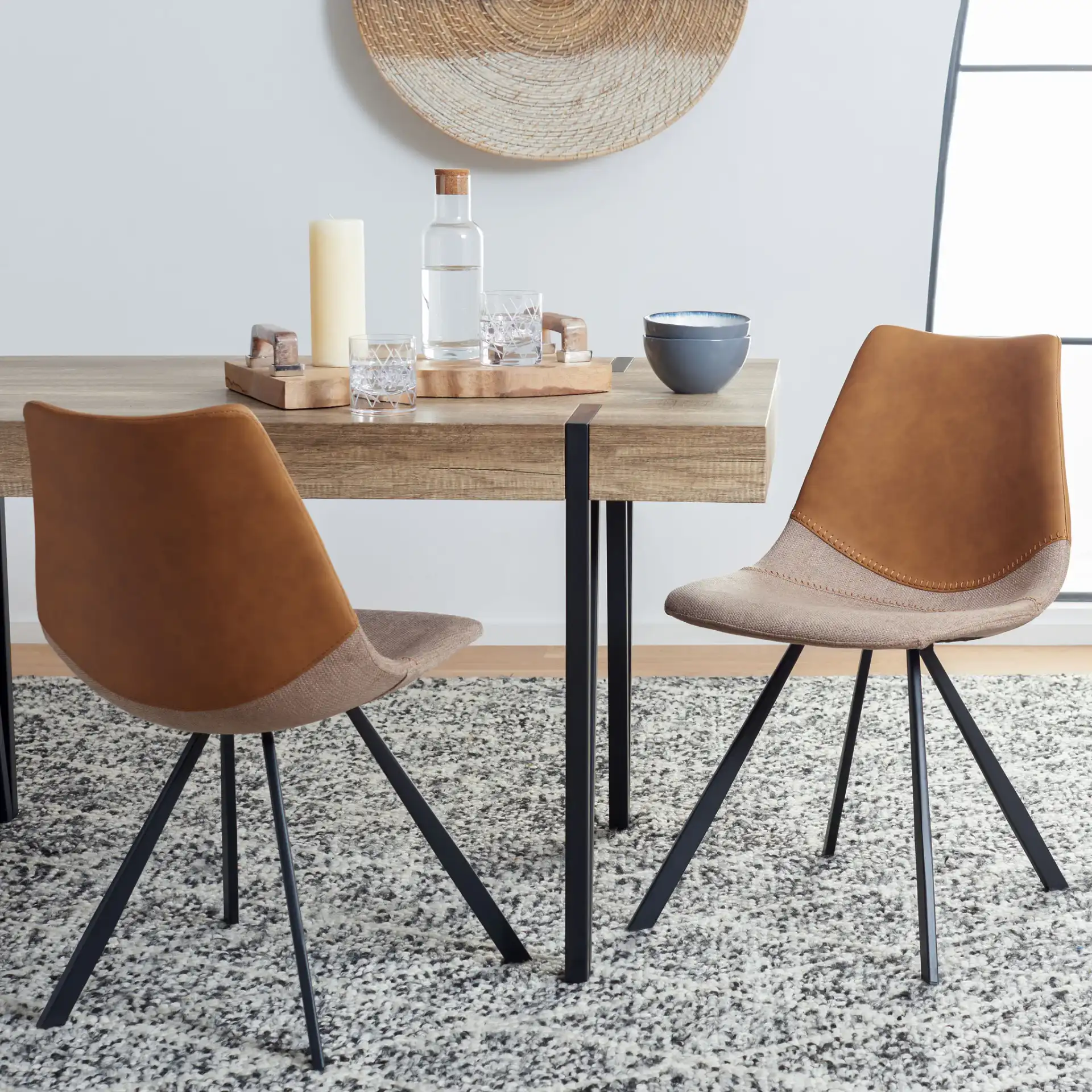 Greer Dining Chair (Set of 2) in Cognac in a styled room