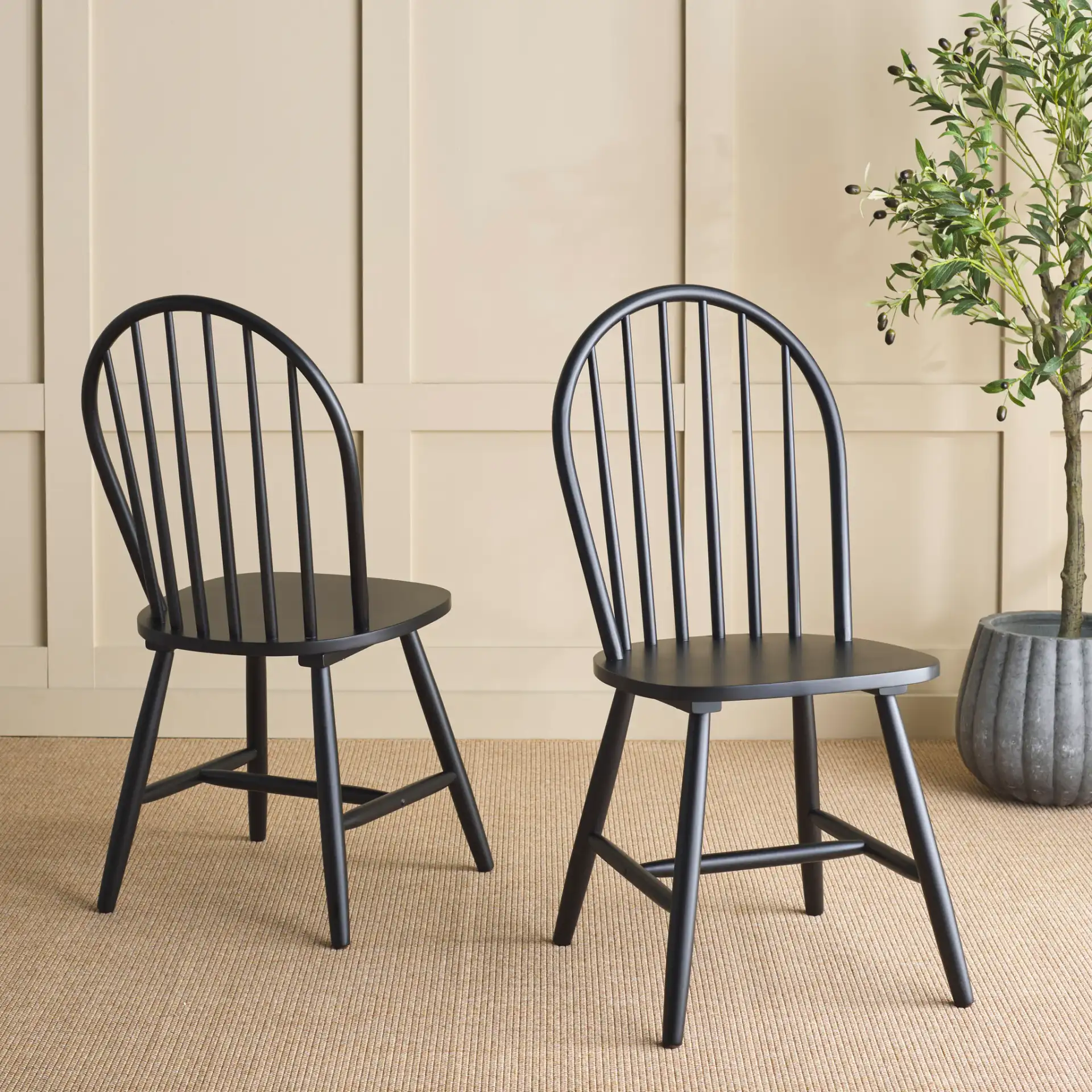 Omaha Dining Chair (Set of 2) in Black in a styled room