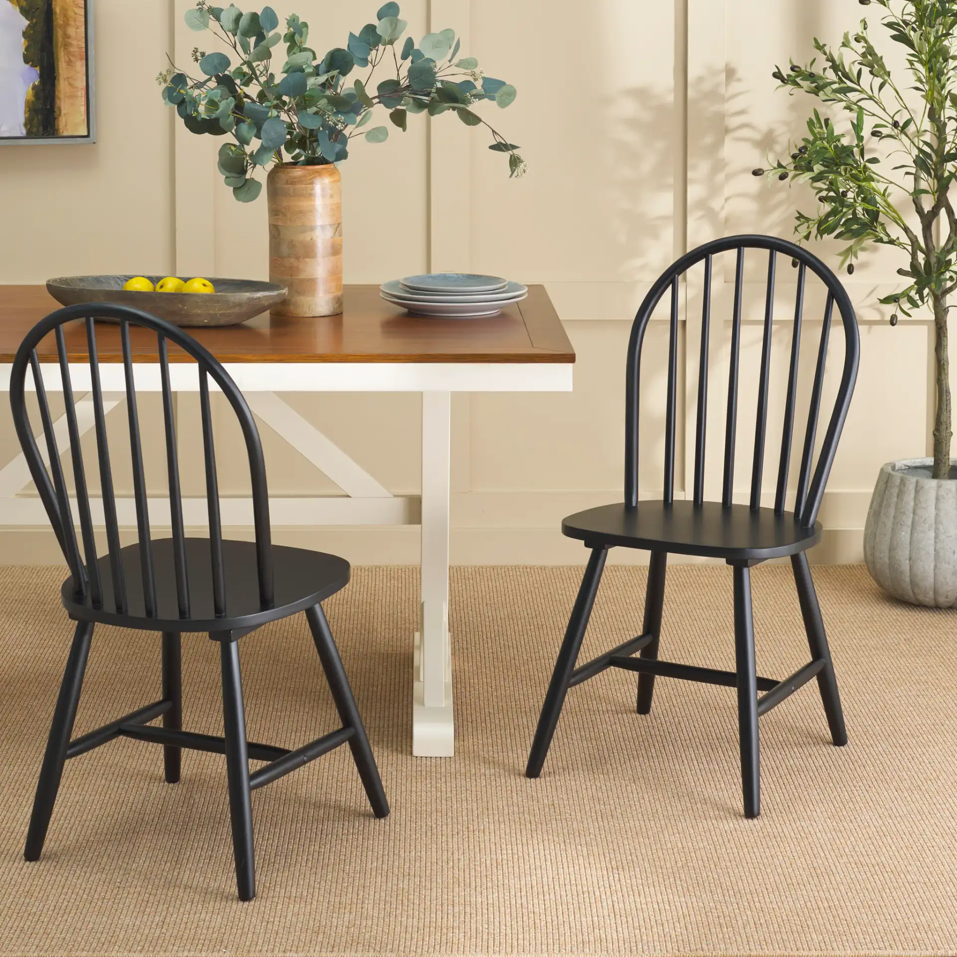 Omaha Dining Chair (Set of 2) in Black in a styled room